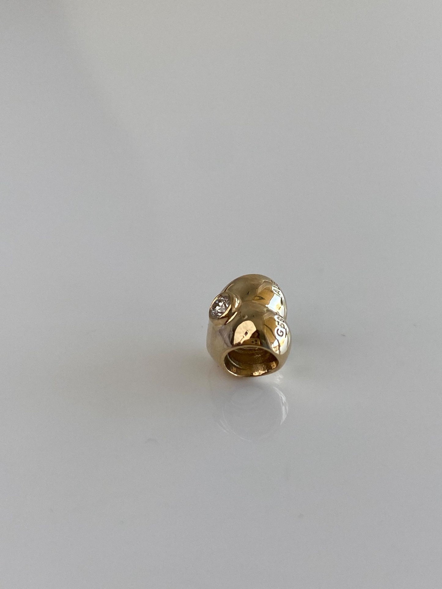 Solid 14k Yellow Gold Diamond Heart Slide Charm