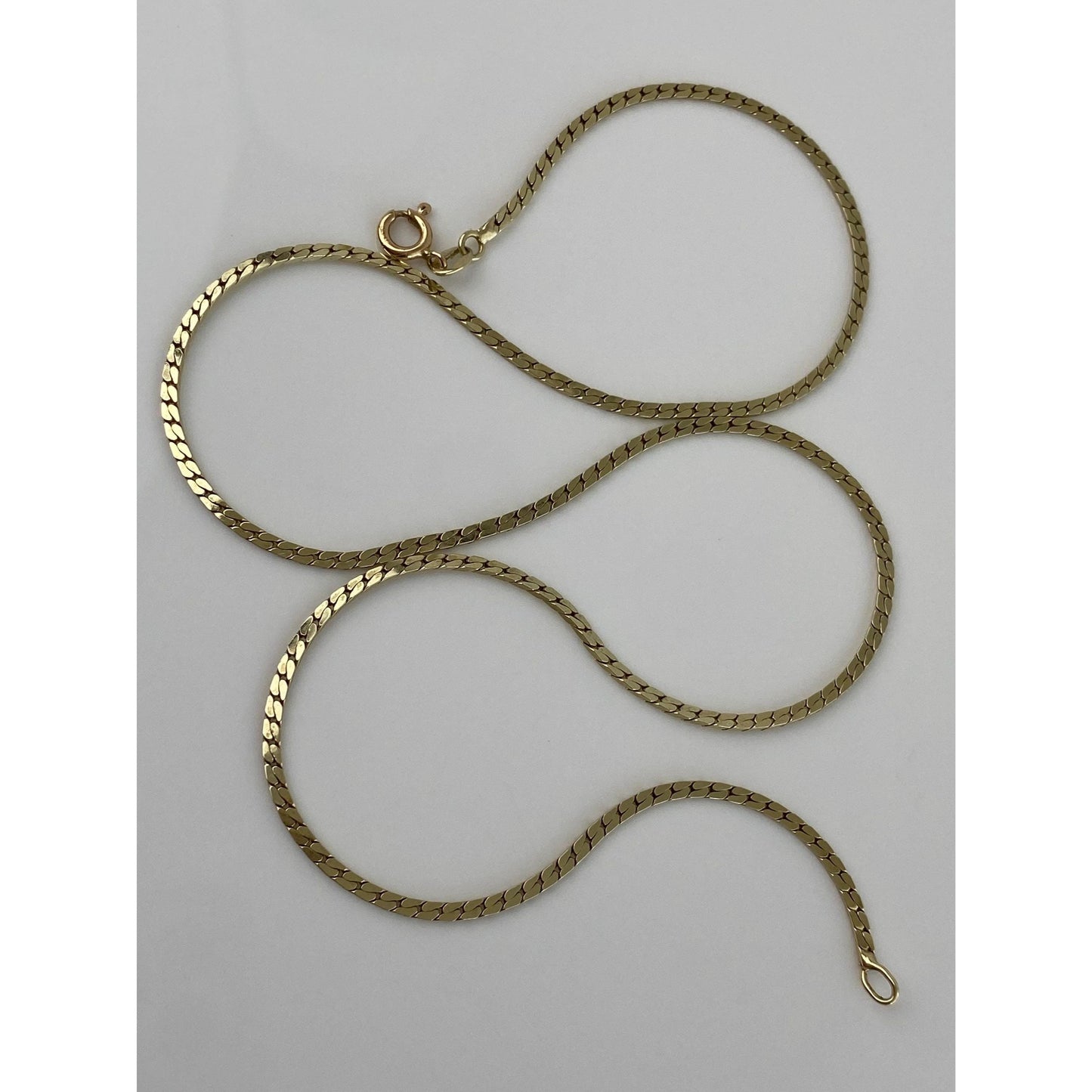 Vintage Solid 14k Yellow Gold Flat Curb Chain Necklace - 19 inches