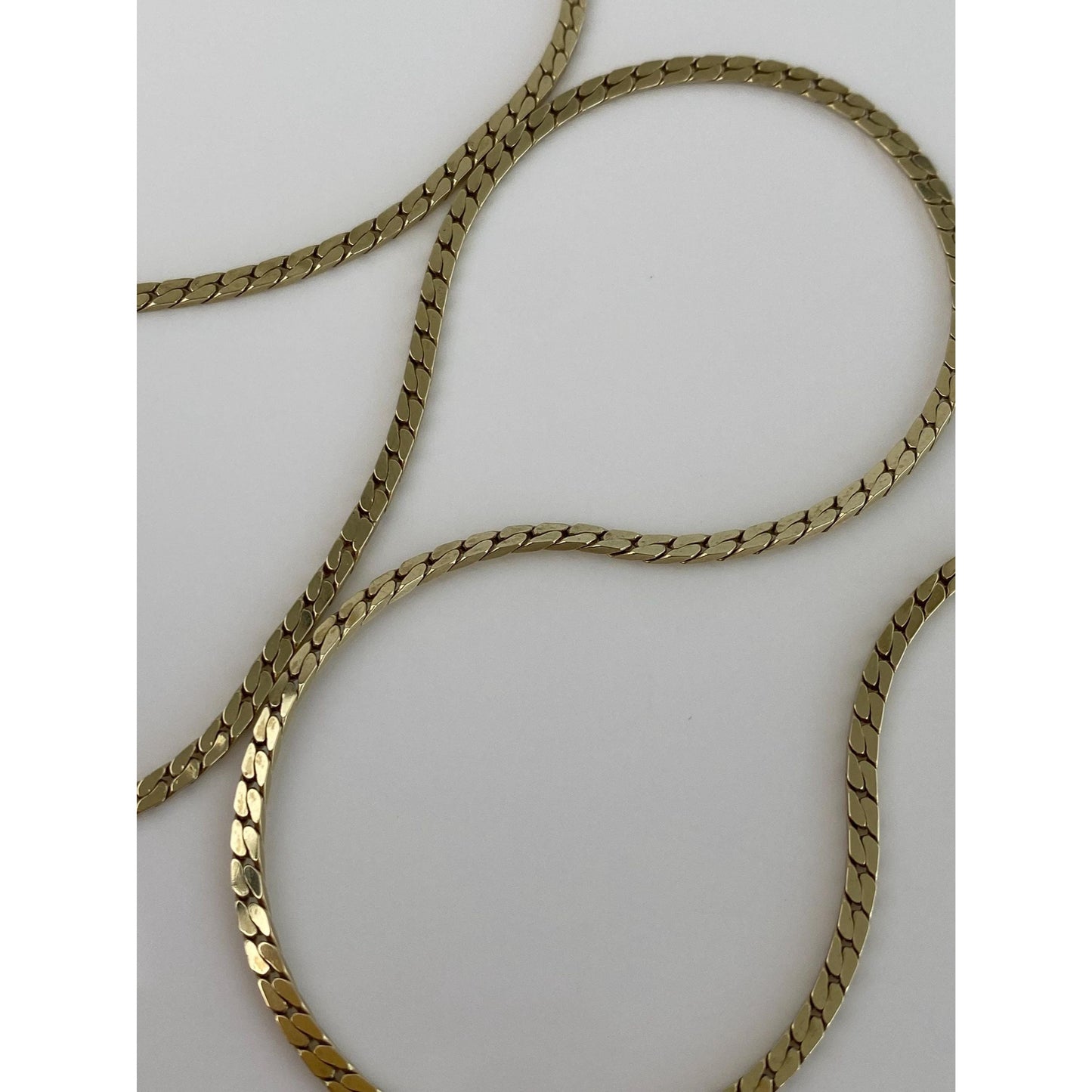 Vintage Solid 14k Yellow Gold Flat Curb Chain Necklace - 19 inches