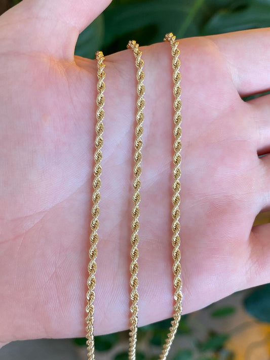 Vintage Solid 14k Yellow Gold Rope Chain Necklace - 24 inches