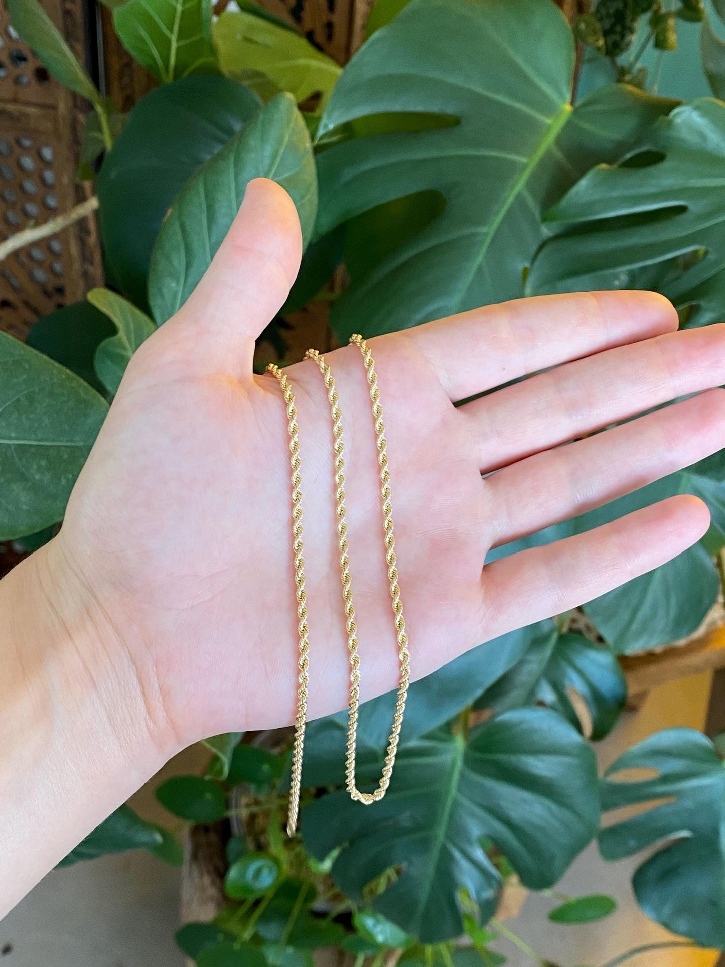 Vintage Solid 14k Yellow Gold Rope Chain Necklace - 24 inches