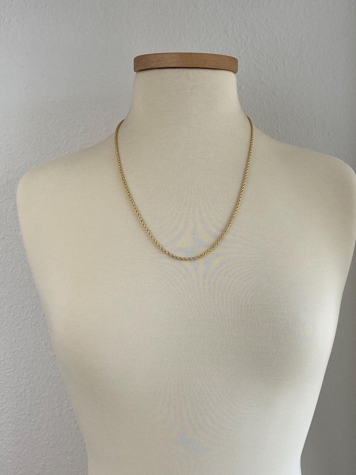Vintage Solid 14k Yellow Gold Rope Chain Necklace - 24 inches