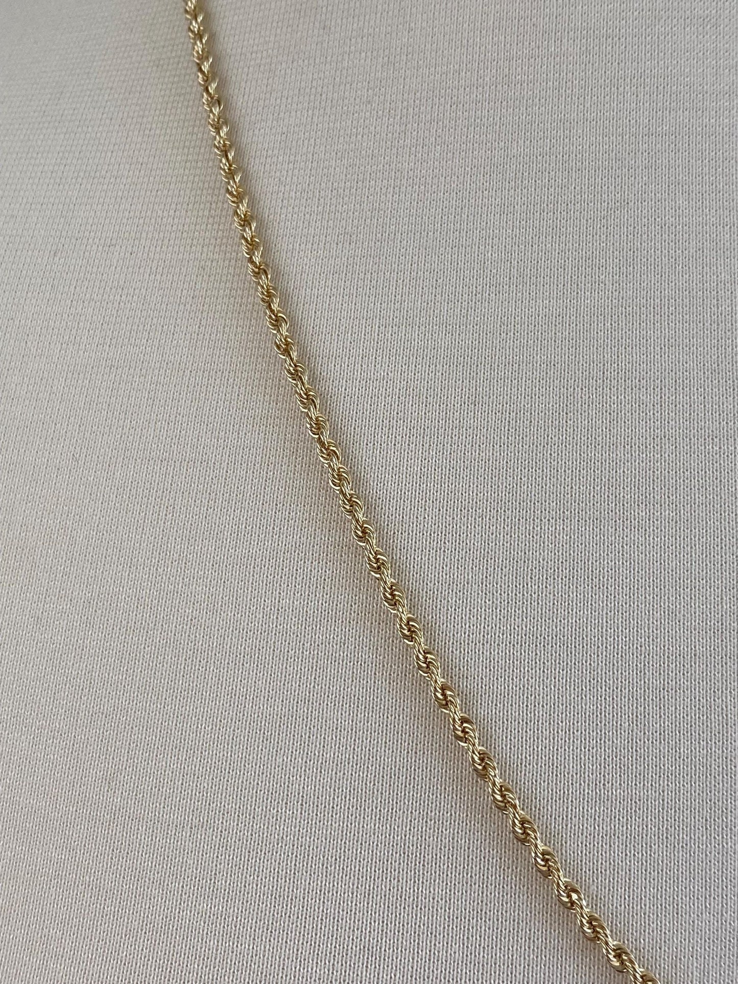 Vintage Solid 14k Yellow Gold Rope Chain Necklace - 24 inches