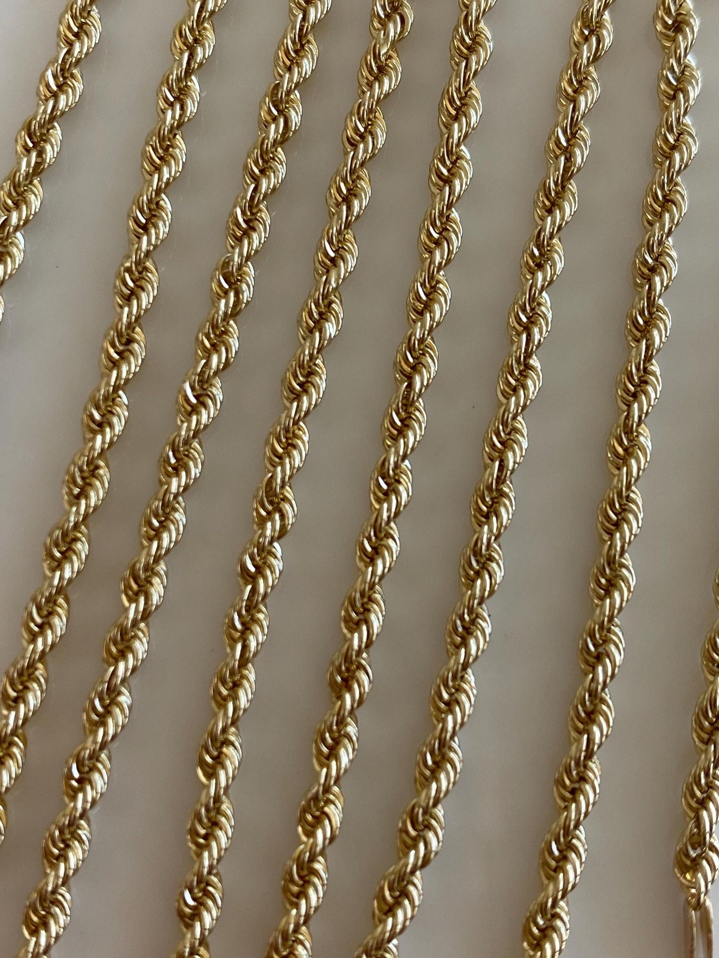 Vintage Solid 14k Yellow Gold Rope Chain Necklace - 24 inches