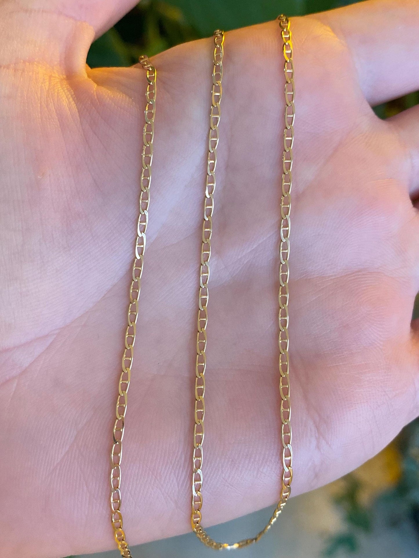 Vintage Solid 14k Yellow Gold Mariner Link Chain Necklace - 16 inches