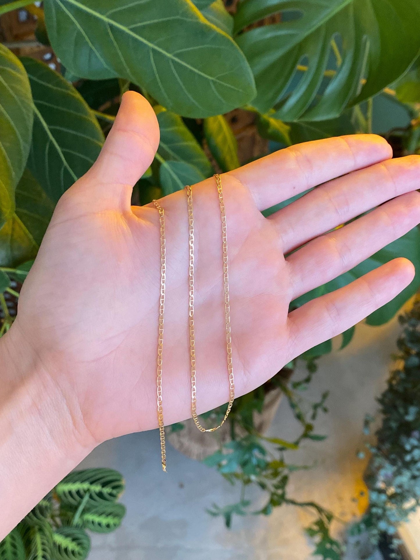Vintage Solid 14k Yellow Gold Mariner Link Chain Necklace - 16 inches
