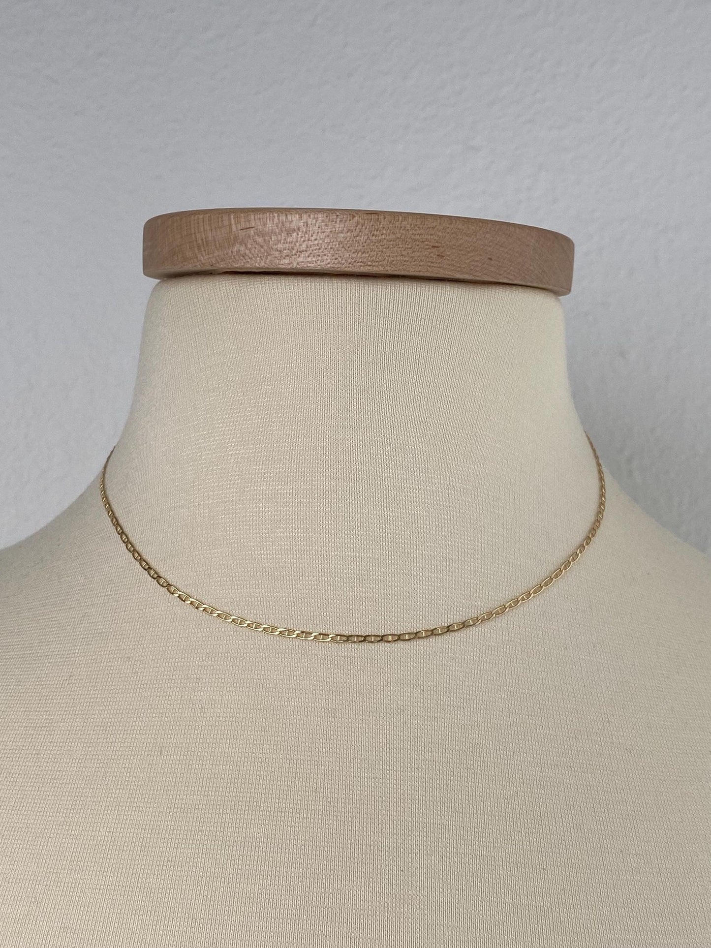 Vintage Solid 14k Yellow Gold Mariner Link Chain Necklace - 16 inches