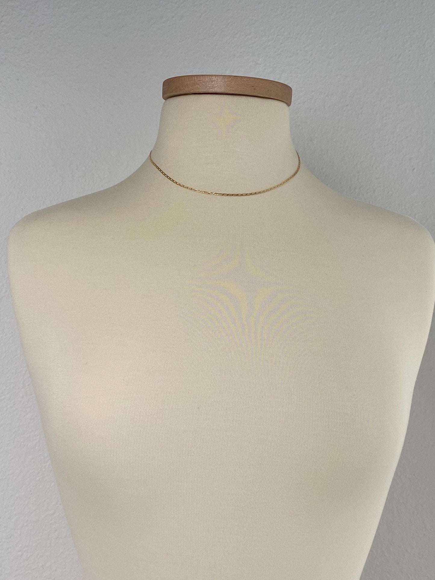 Vintage Solid 14k Yellow Gold Mariner Link Chain Necklace - 16 inches