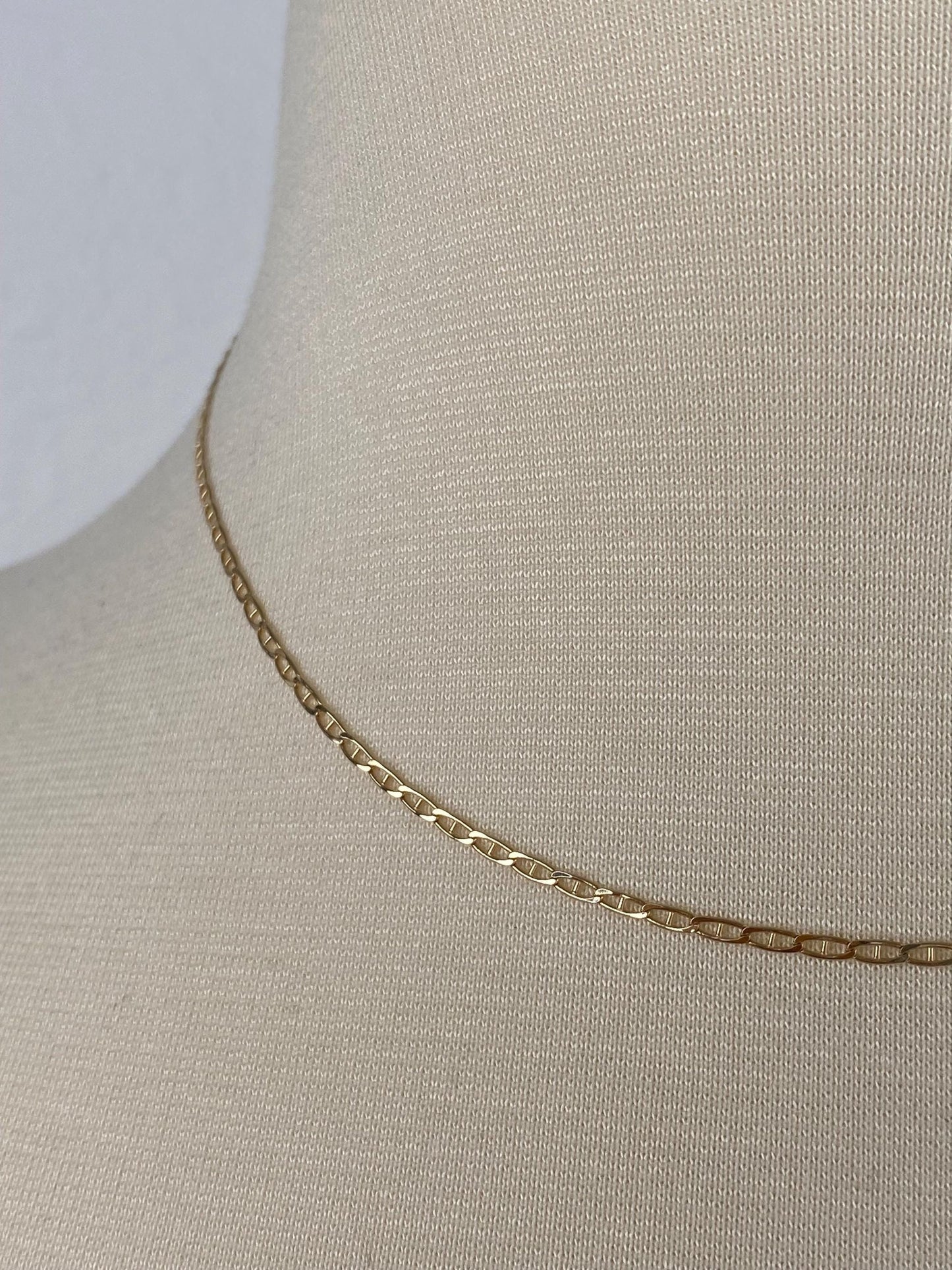 Vintage Solid 14k Yellow Gold Mariner Link Chain Necklace - 16 inches