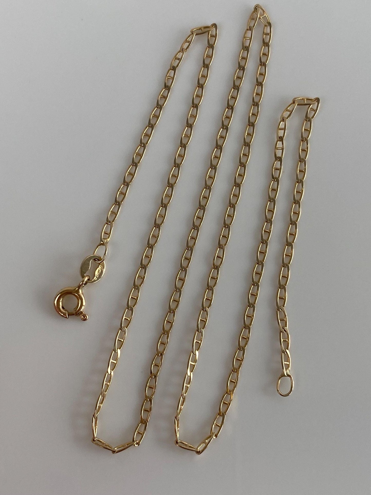 Vintage Solid 14k Yellow Gold Mariner Link Chain Necklace - 16 inches