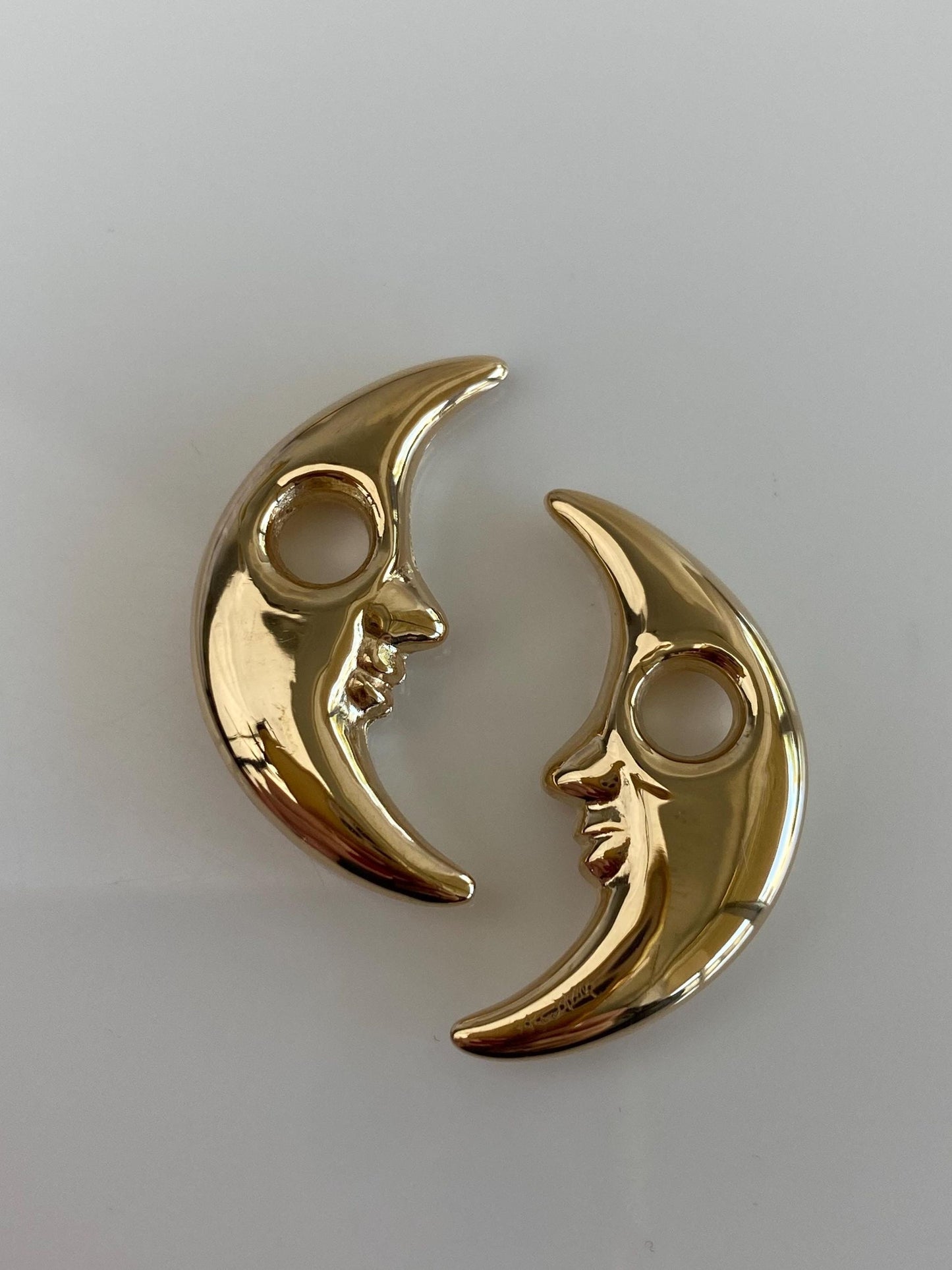 Vintage 14k Yellow Gold Moon Man Hoop Charms