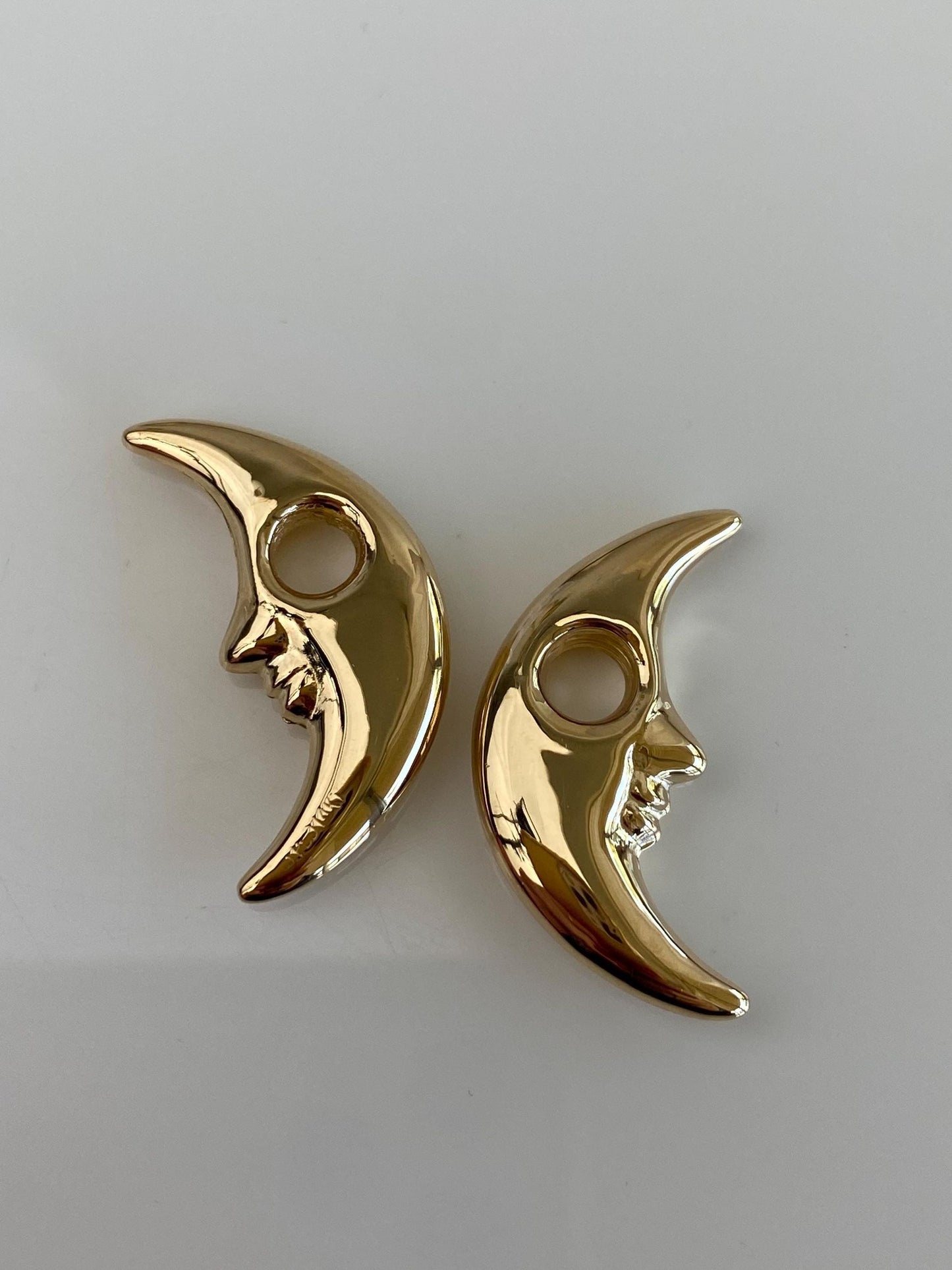Vintage 14k Yellow Gold Moon Man Hoop Charms