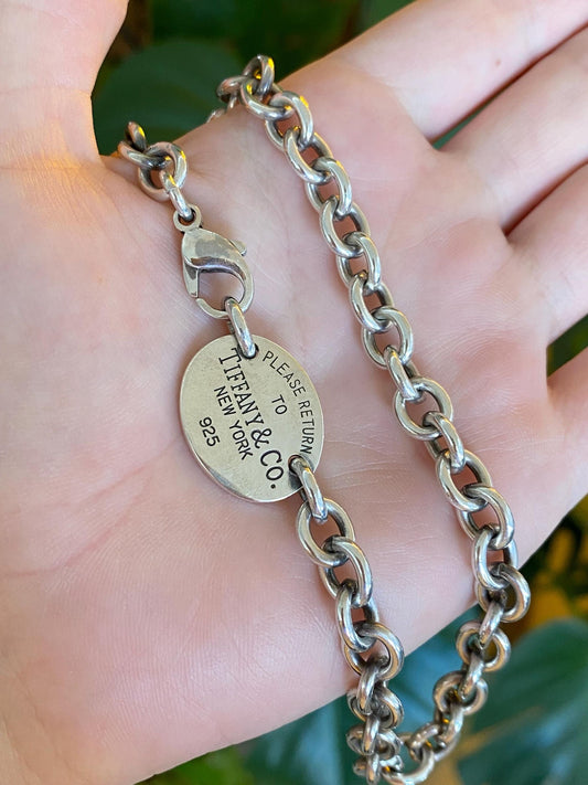 Tiffany & Co. Solid Sterling Silver Rolo Chain Necklace - 15.25 inches