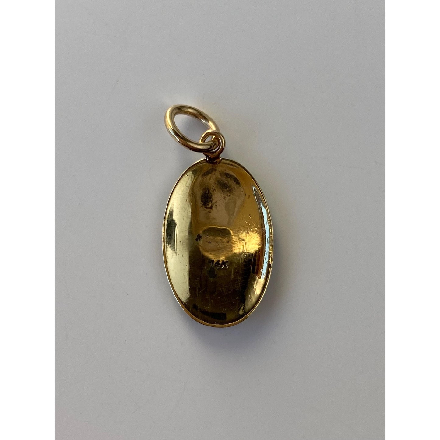 Vintage Solid 14k Yellow Gold Black Green Enamel Border Cufflink Conversion Charm