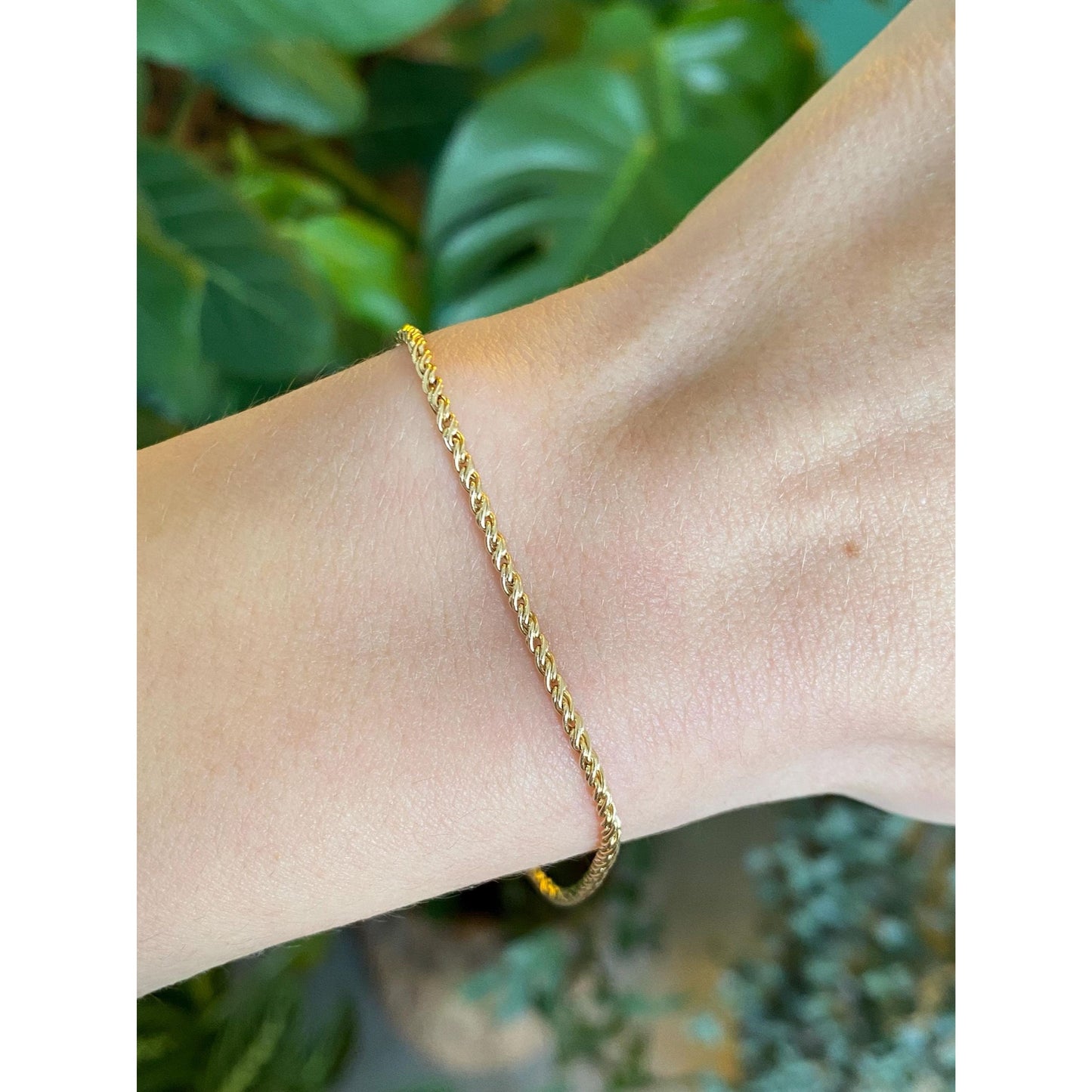 Vintage Solid 14k Yellow Gold Twist Chain Bracelet - 7 inches