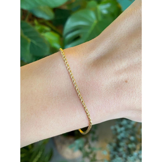 Vintage Solid 14k Yellow Gold Twist Chain Bracelet - 7 inches