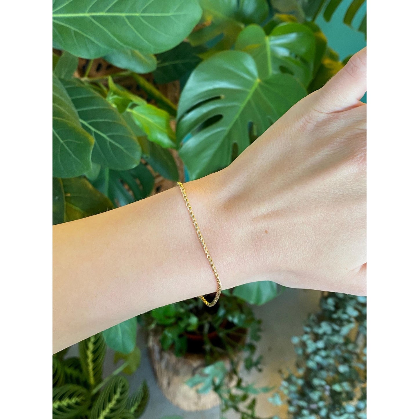 Vintage Solid 14k Yellow Gold Twist Chain Bracelet - 7 inches