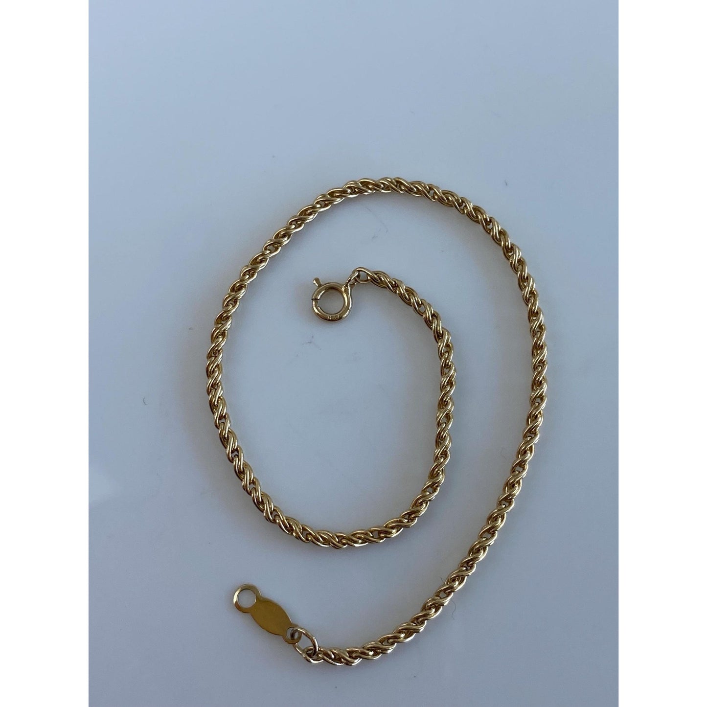Vintage Solid 14k Yellow Gold Twist Chain Bracelet - 7 inches