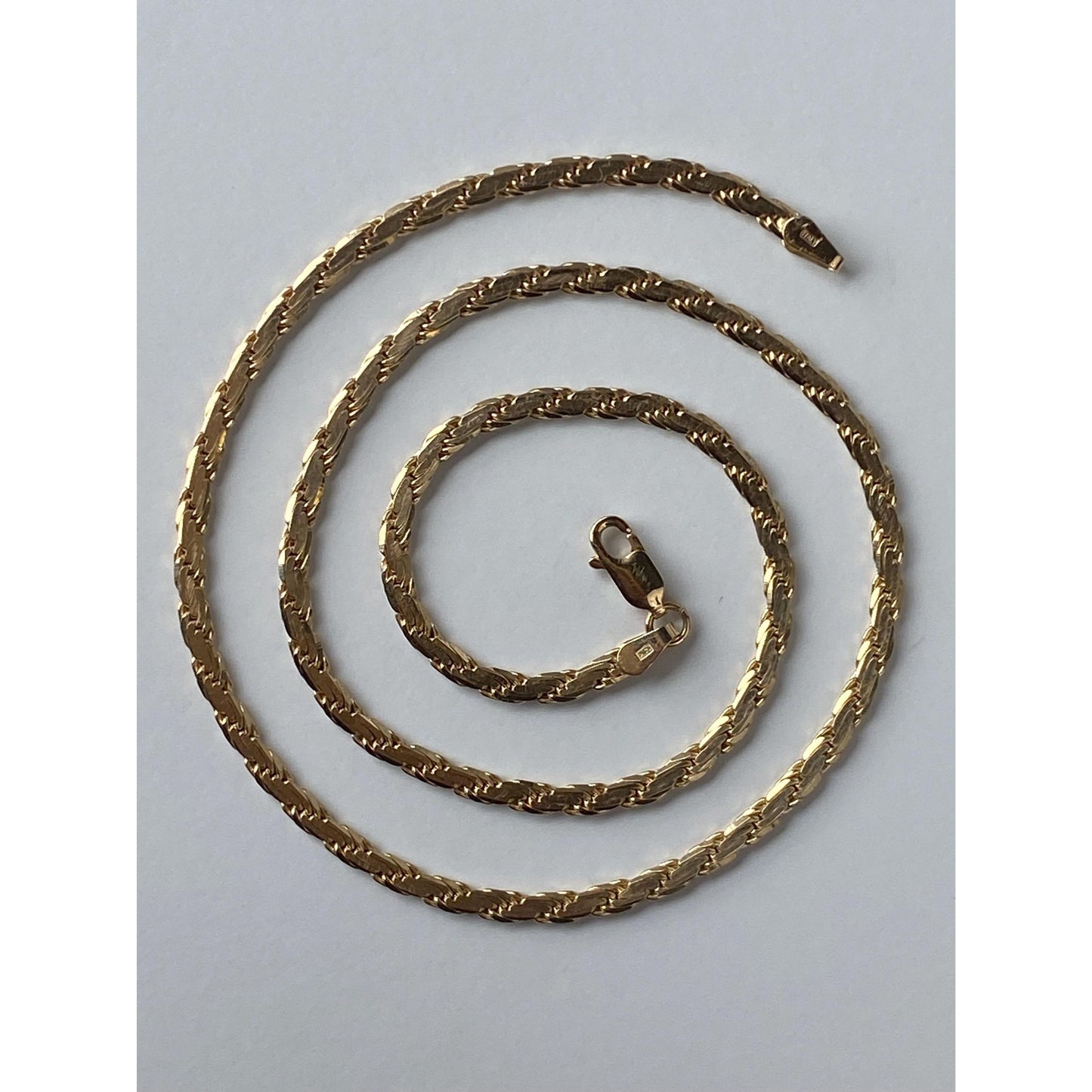 Vintage Solid 14k Yellow Gold Fancy Flat Chain Necklace - 16.25 inches