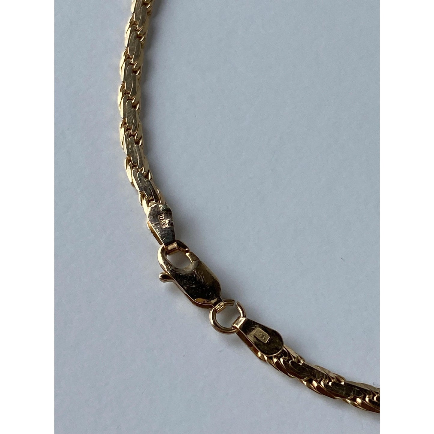 Vintage Solid 14k Yellow Gold Fancy Flat Chain Necklace - 16.25 inches