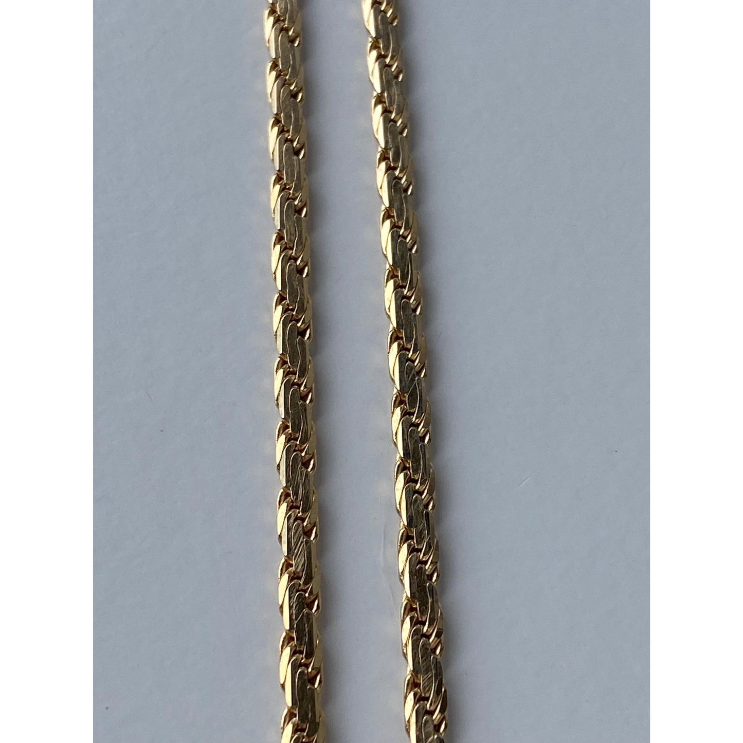 Vintage Solid 14k Yellow Gold Fancy Flat Chain Necklace - 16.25 inches