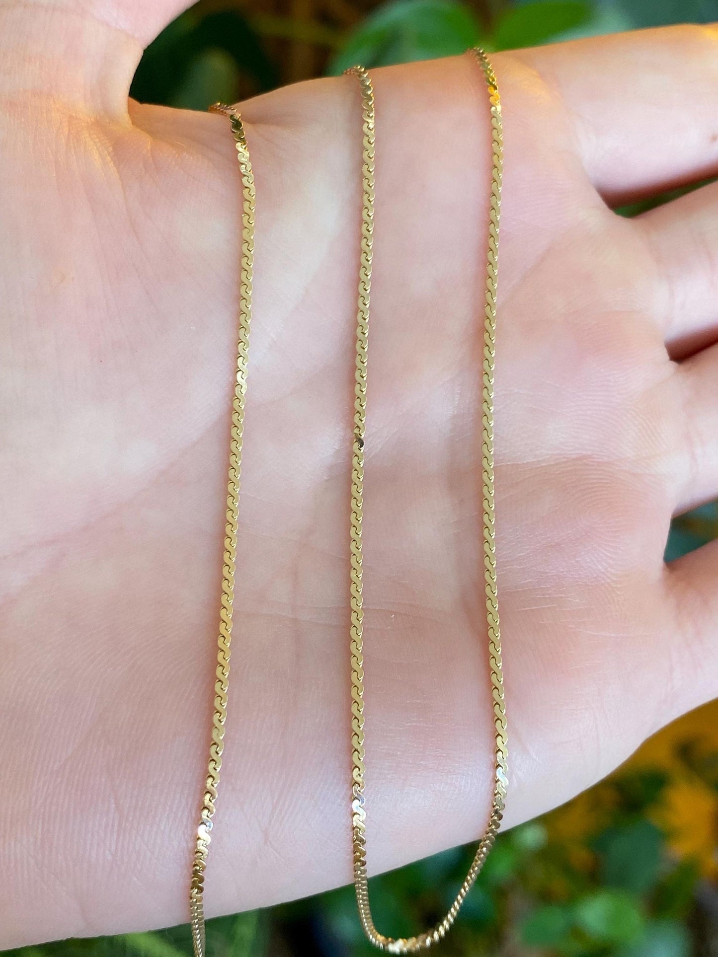 Vintage Solid 14k Yellow Gold Long Serpentine Chain Necklace - 21.25 inches