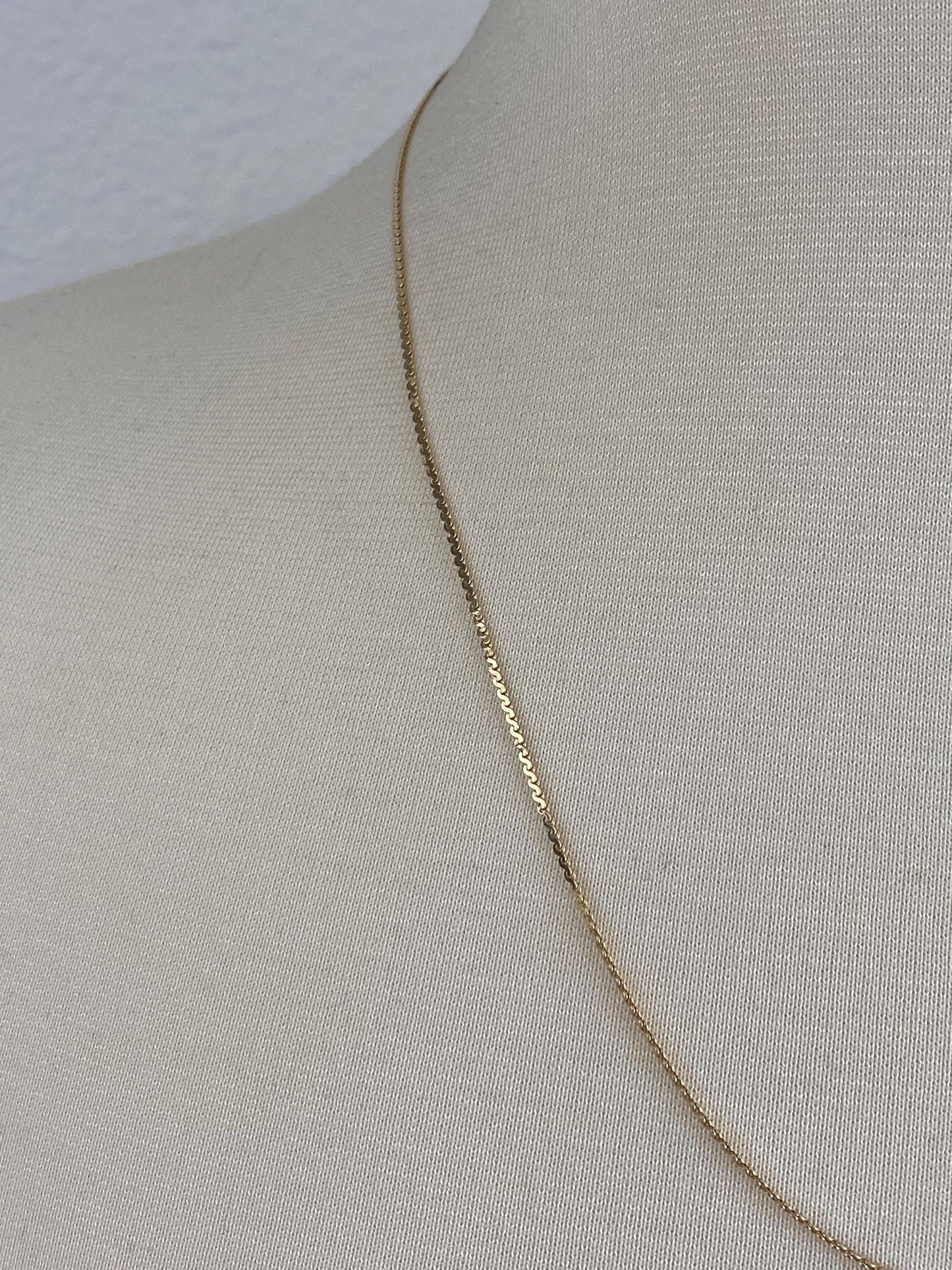 Vintage Solid 14k Yellow Gold Long Serpentine Chain Necklace - 21.25 inches