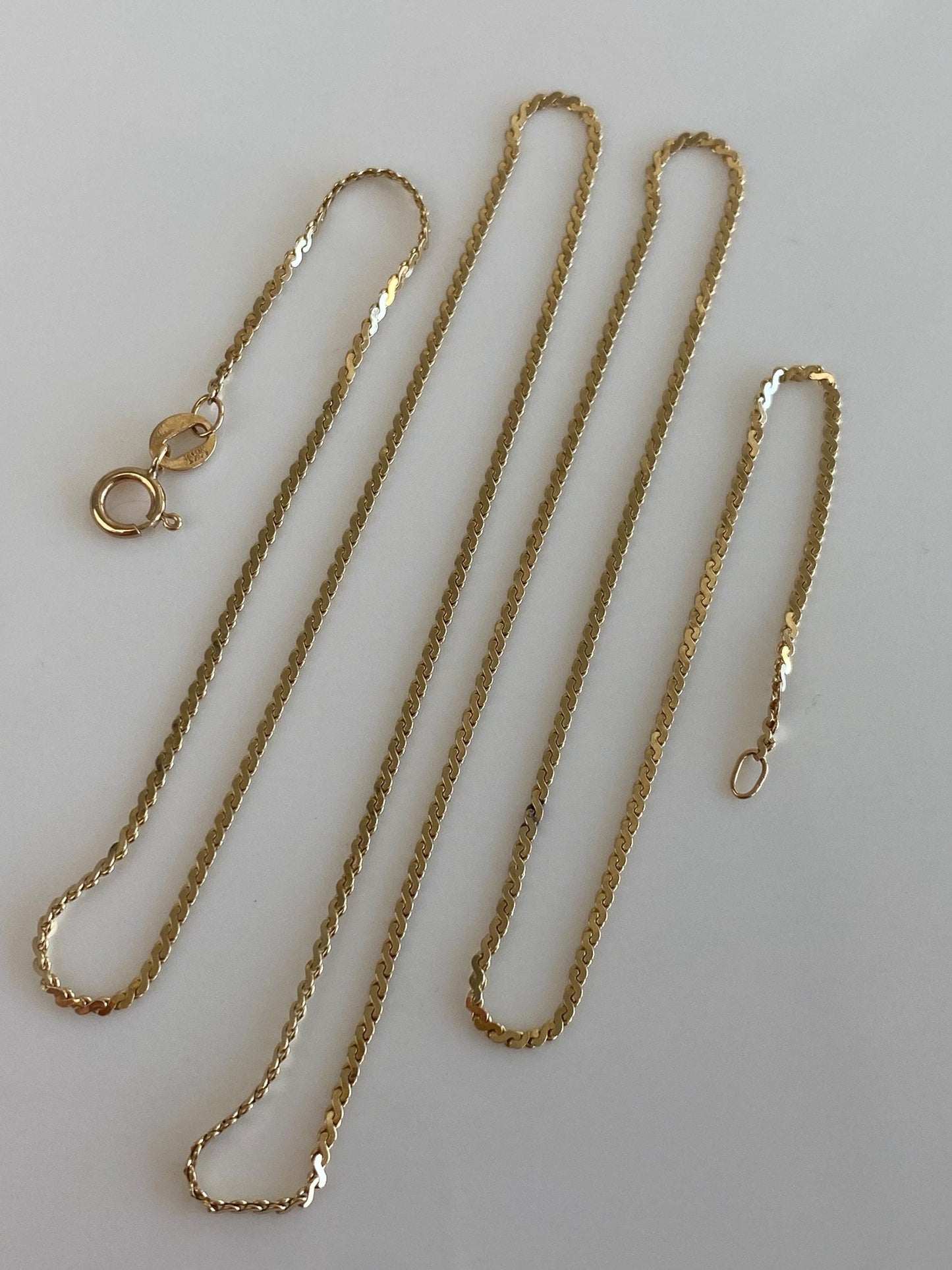 Vintage Solid 14k Yellow Gold Long Serpentine Chain Necklace - 21.25 inches