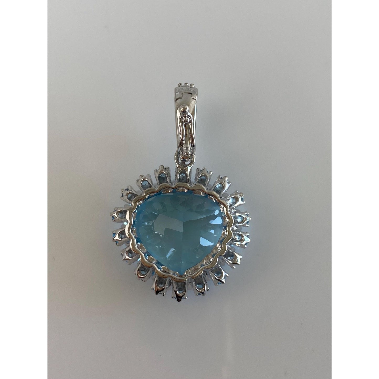 Solid 14k White Gold Topaz Heart Charm