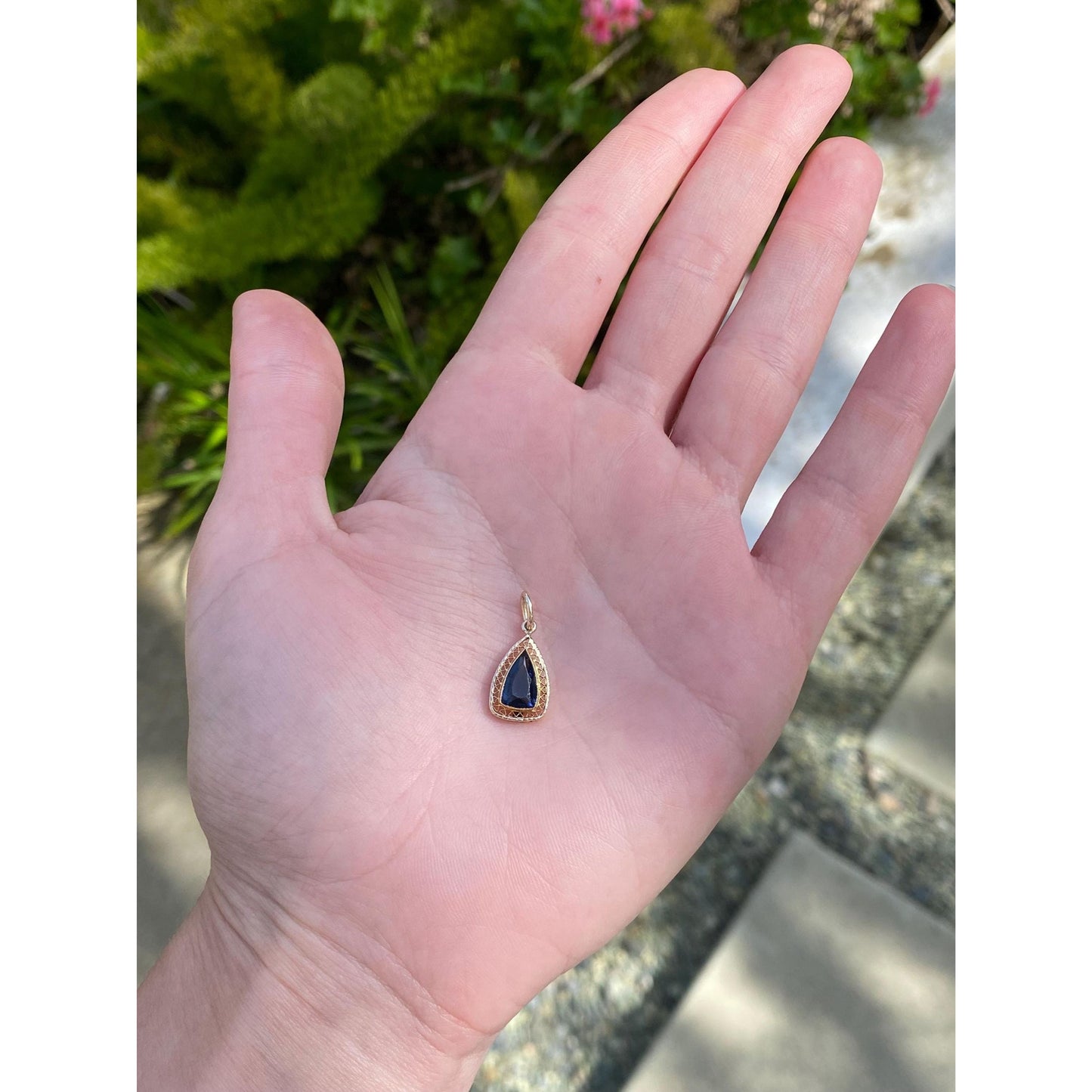 Vintage Solid 10k Yellow Gold Blue Cubic Zirconia Stick Pin Conversion Charm