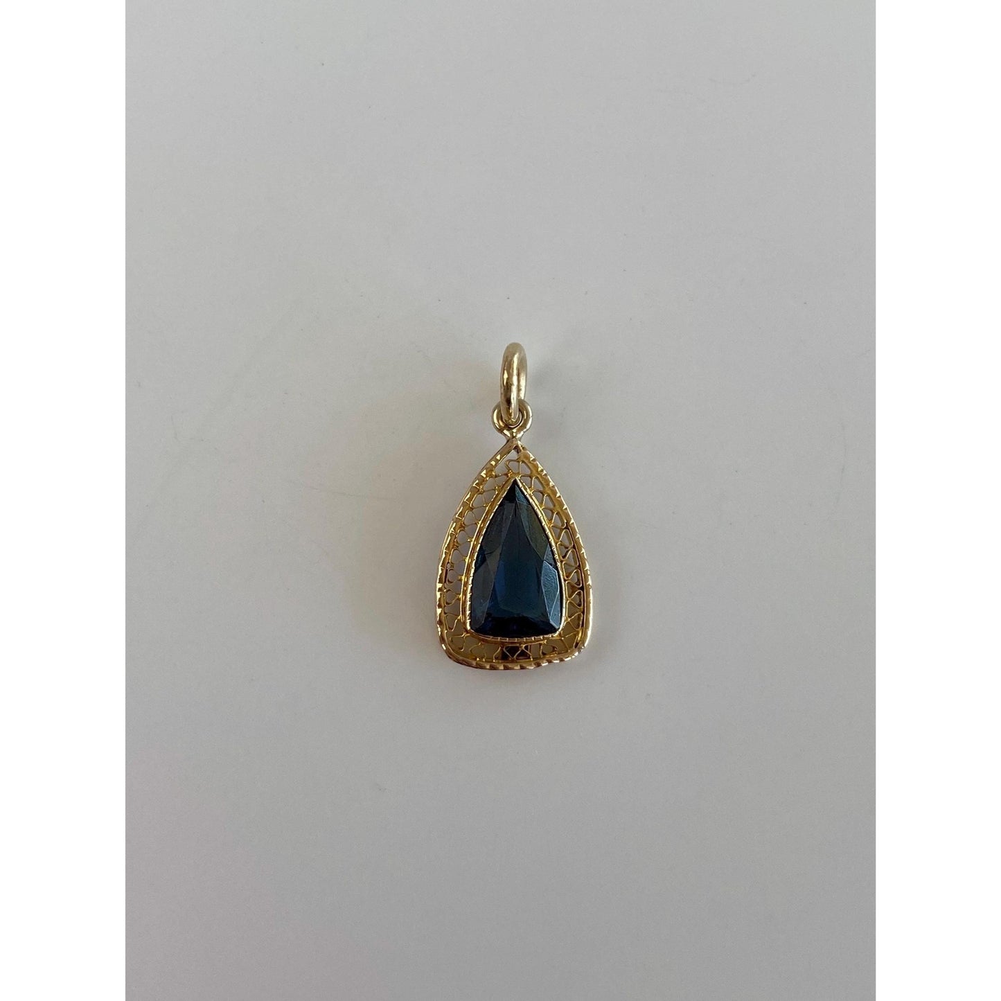 Vintage Solid 10k Yellow Gold Blue Cubic Zirconia Stick Pin Conversion Charm