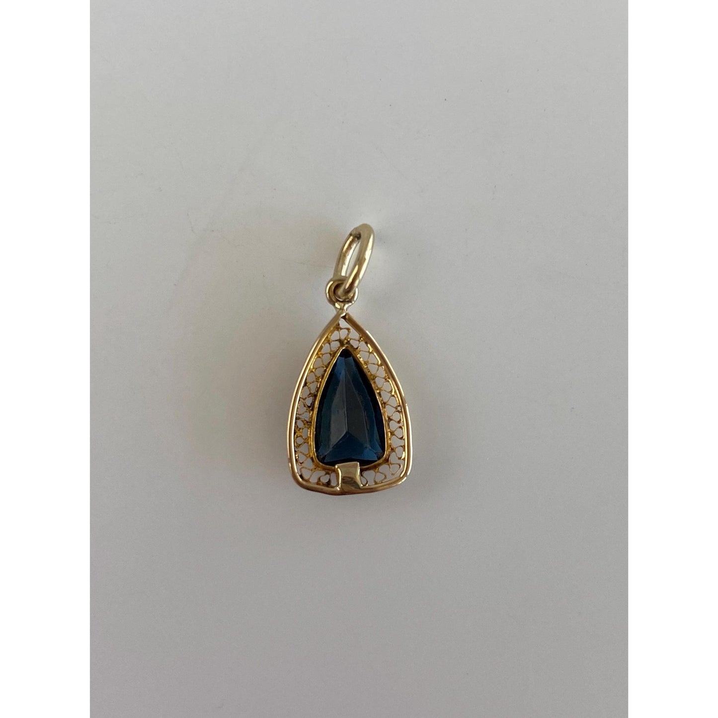 Vintage Solid 10k Yellow Gold Blue Cubic Zirconia Stick Pin Conversion Charm