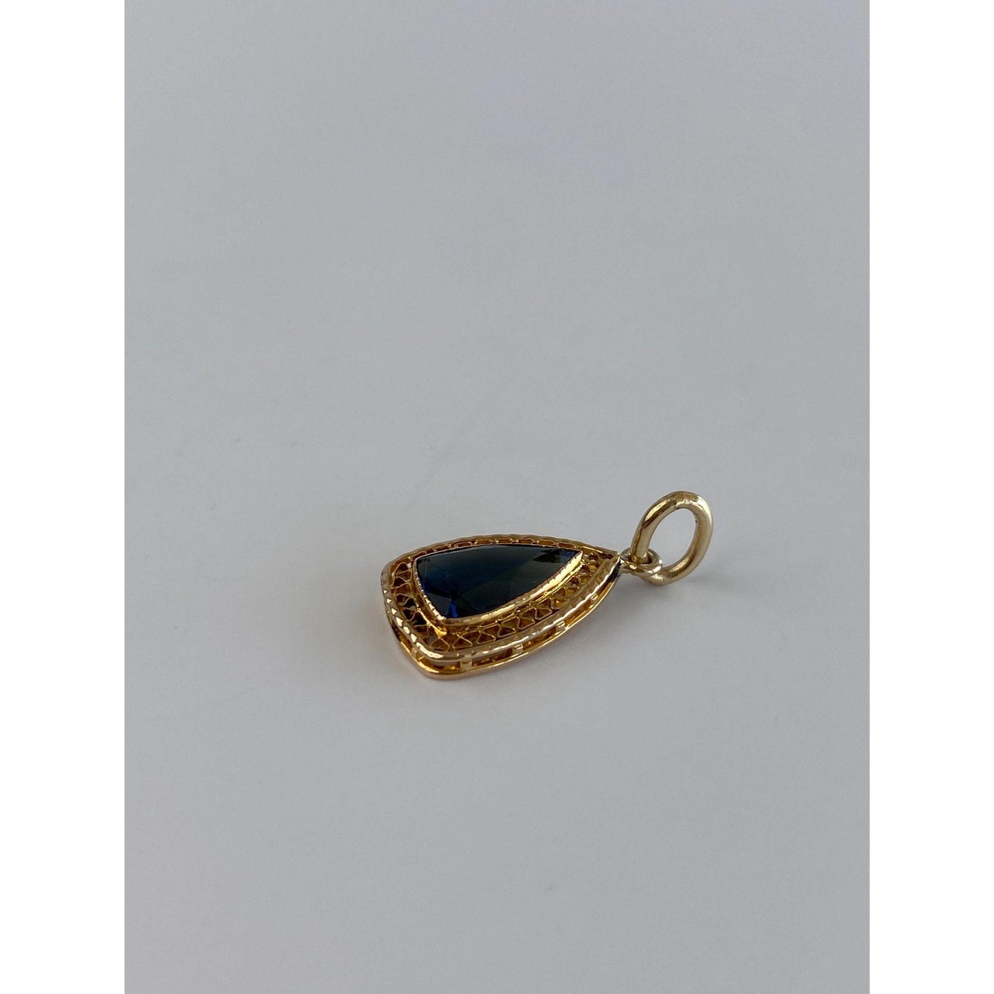 Vintage Solid 10k Yellow Gold Blue Cubic Zirconia Stick Pin Conversion Charm
