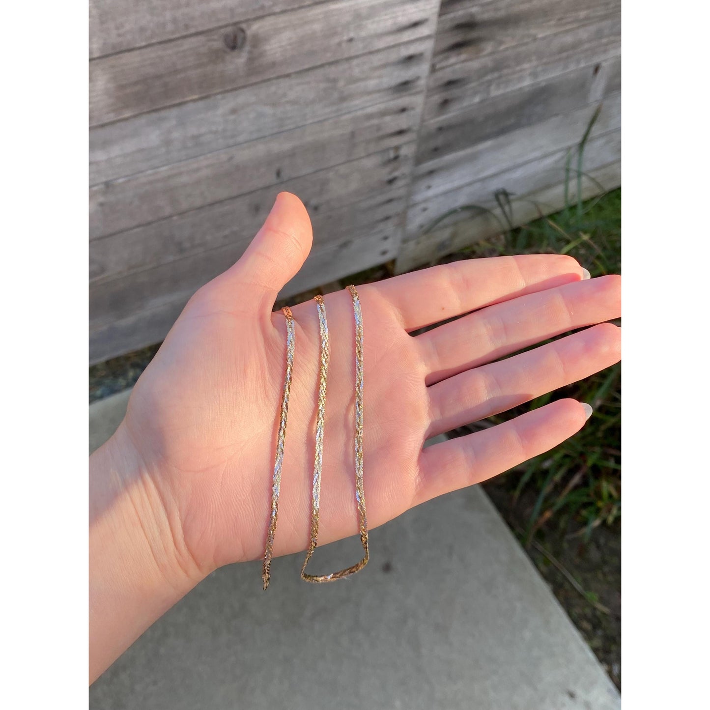 Vintage Solid 14k Tri Tone Long Braided Serpentine Chain Necklace - 23.75 inches