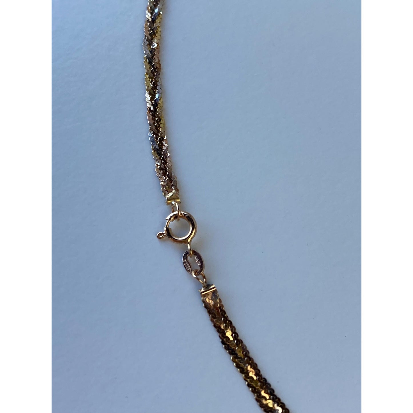 Vintage Solid 14k Tri Tone Long Braided Serpentine Chain Necklace - 23.75 inches