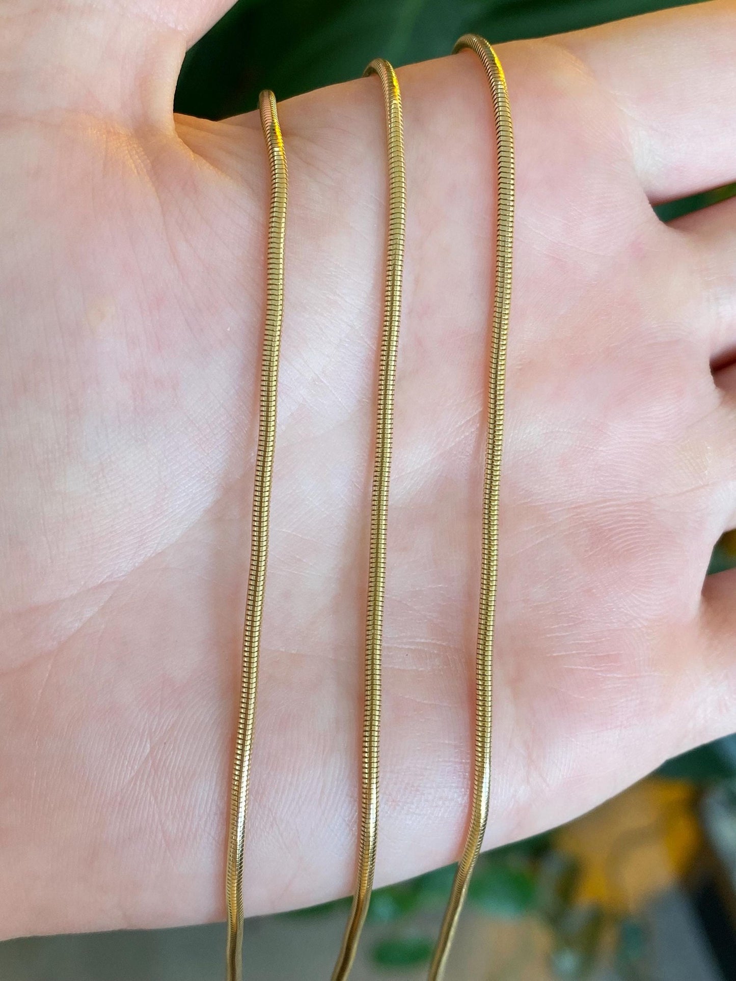 Vintage Solid 14k Yellow Gold Long Snake Chain Necklace - 30.25 inches