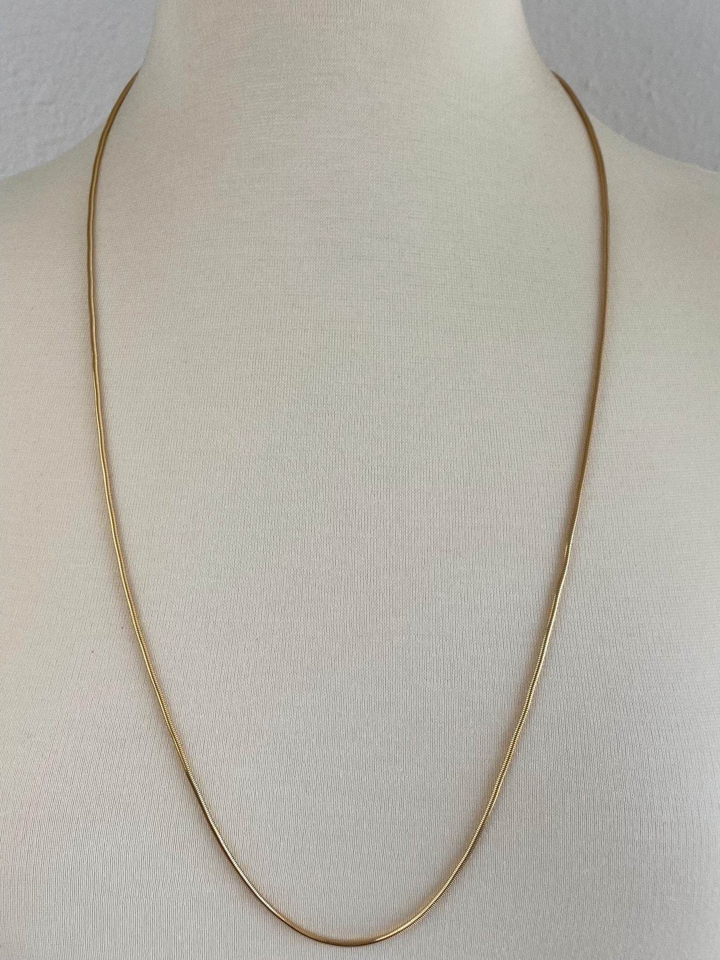 Vintage Solid 14k Yellow Gold Long Snake Chain Necklace - 30.25 inches