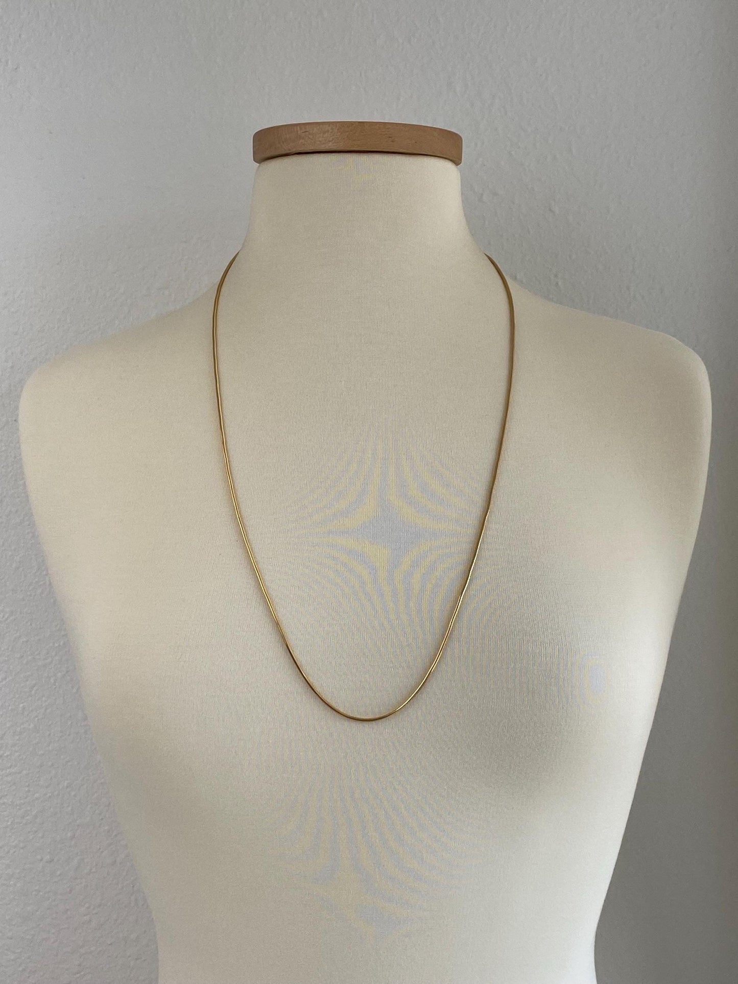 Vintage Solid 14k Yellow Gold Long Snake Chain Necklace - 30.25 inches