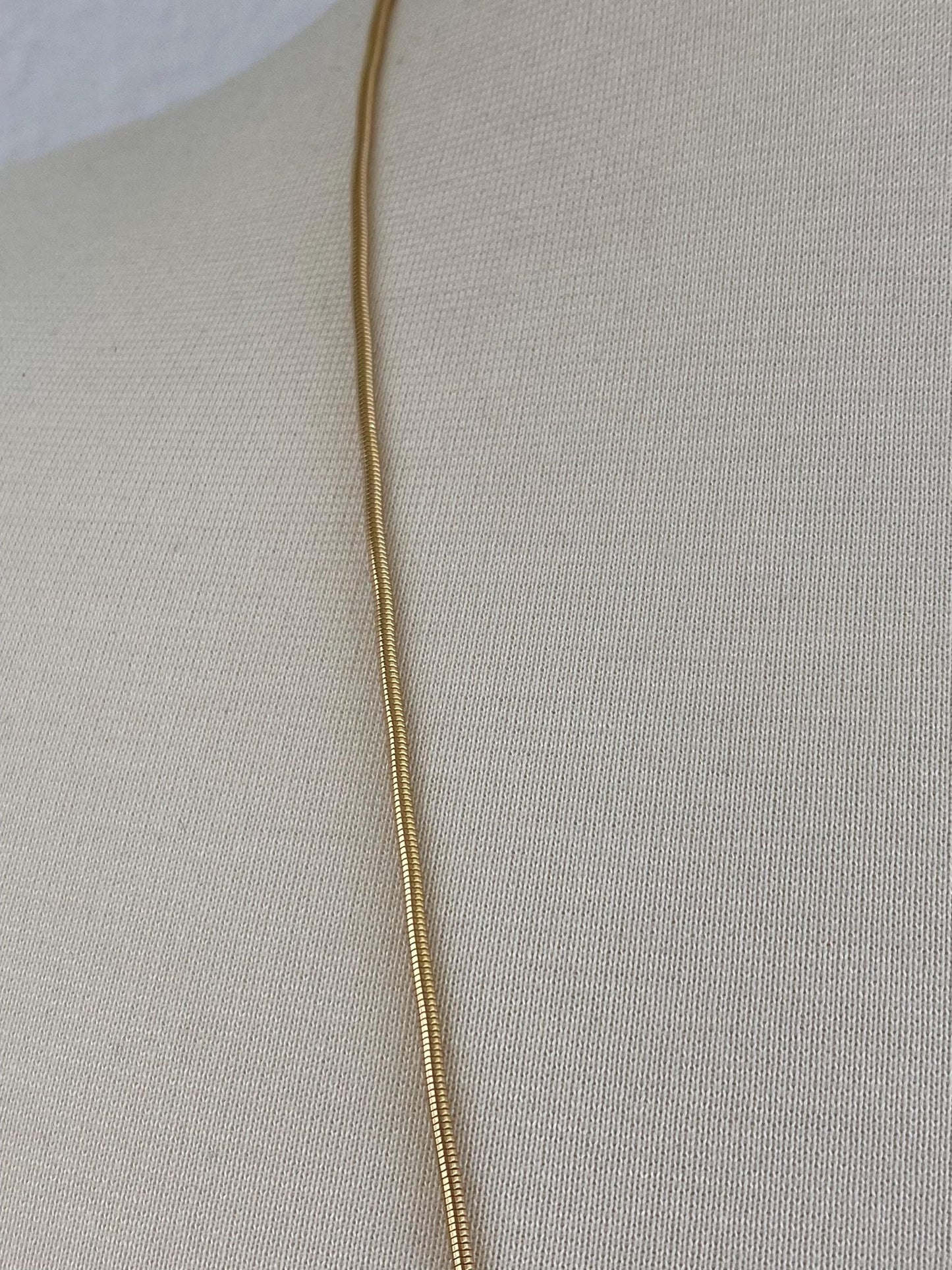 Vintage Solid 14k Yellow Gold Long Snake Chain Necklace - 30.25 inches