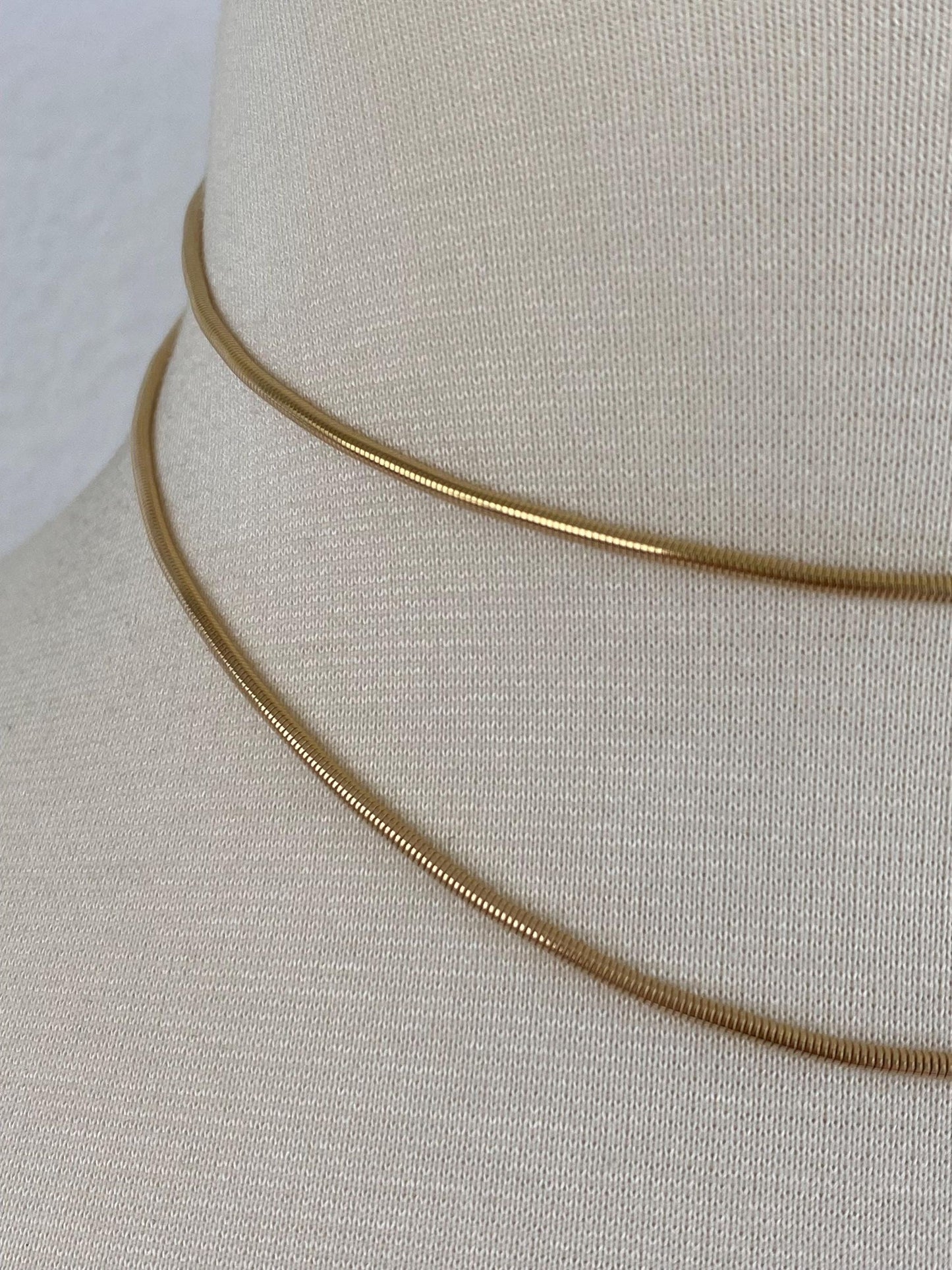 Vintage Solid 14k Yellow Gold Long Snake Chain Necklace - 30.25 inches