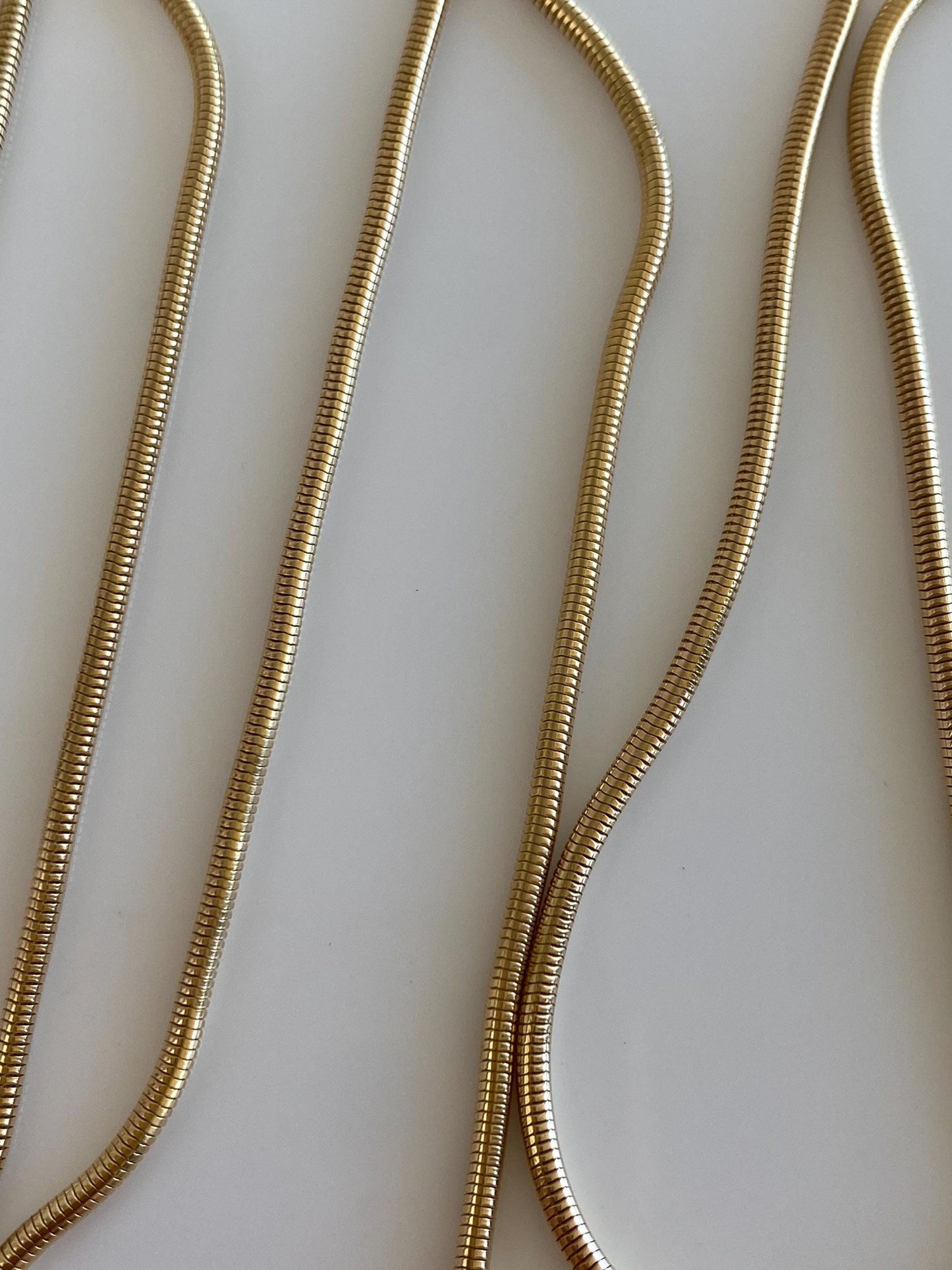 Vintage Solid 14k Yellow Gold Long Snake Chain Necklace - 30.25 inches