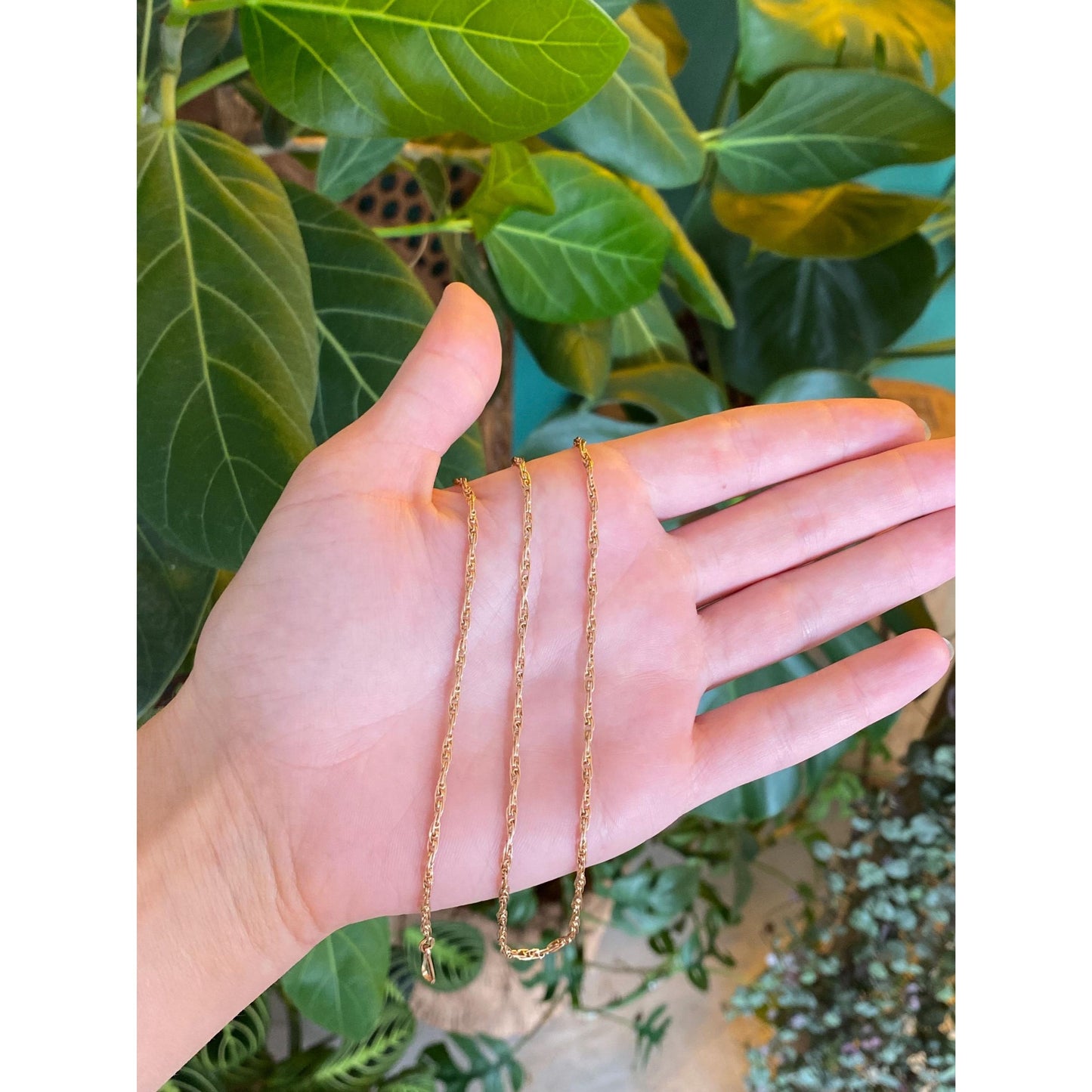 Vintage Solid 14k Rose Gold Fancy Rope Chain Necklace - 21 inches