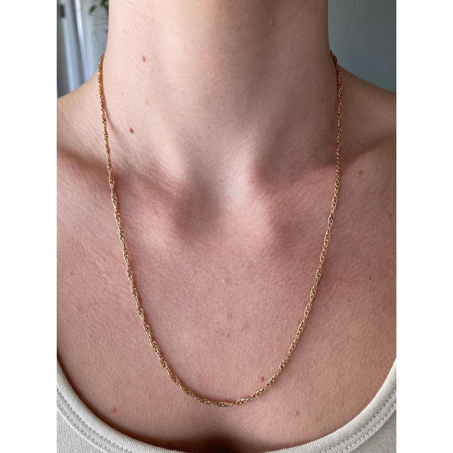 Vintage Solid 14k Rose Gold Fancy Rope Chain Necklace - 21 inches