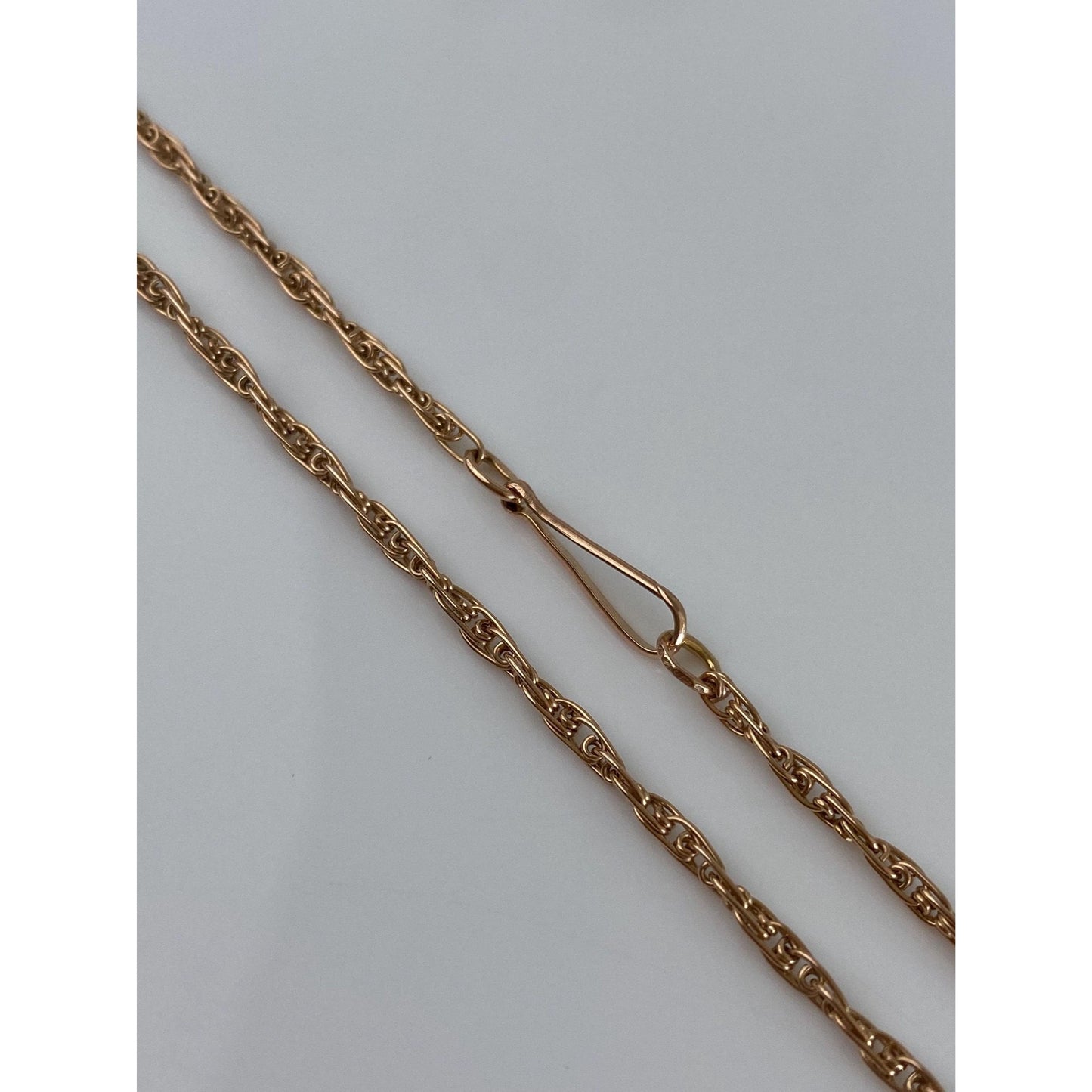 Vintage Solid 14k Rose Gold Fancy Rope Chain Necklace - 21 inches