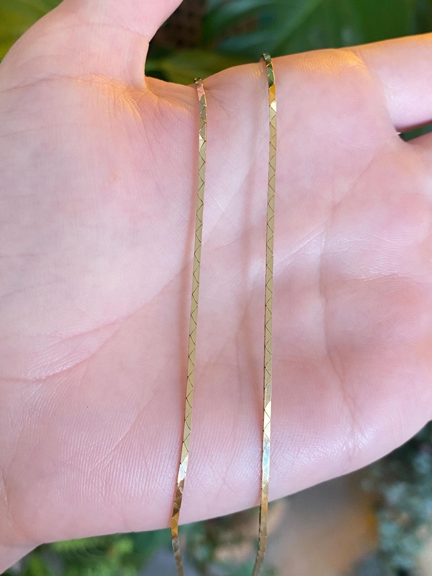 Vintage Solid 14k Yellow Gold Long Triangle Link Chain Necklace - 24 inches
