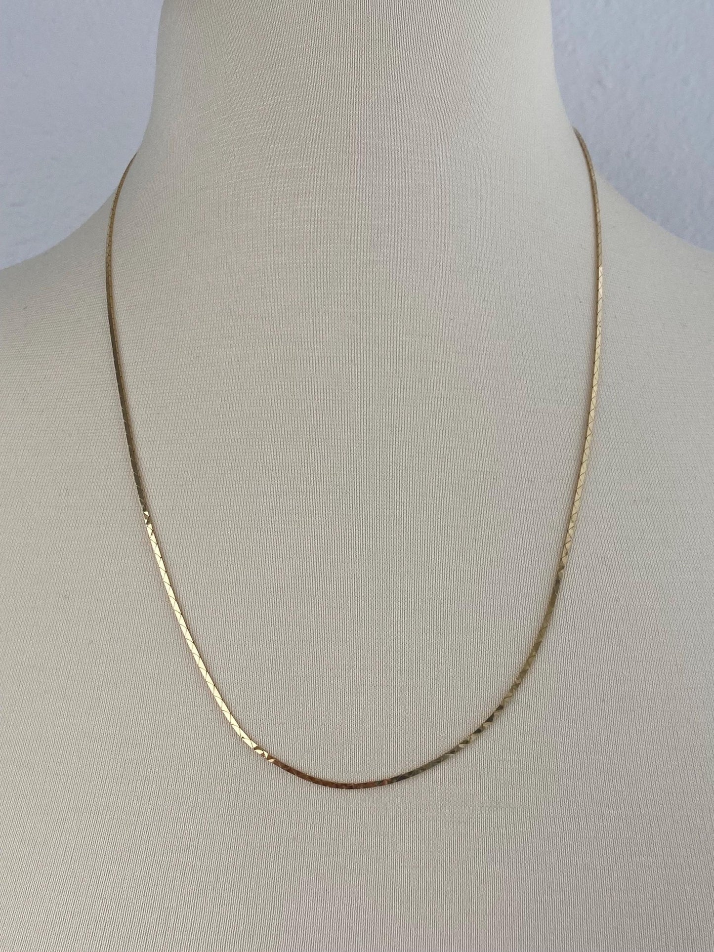 Vintage Solid 14k Yellow Gold Long Triangle Link Chain Necklace - 24 inches