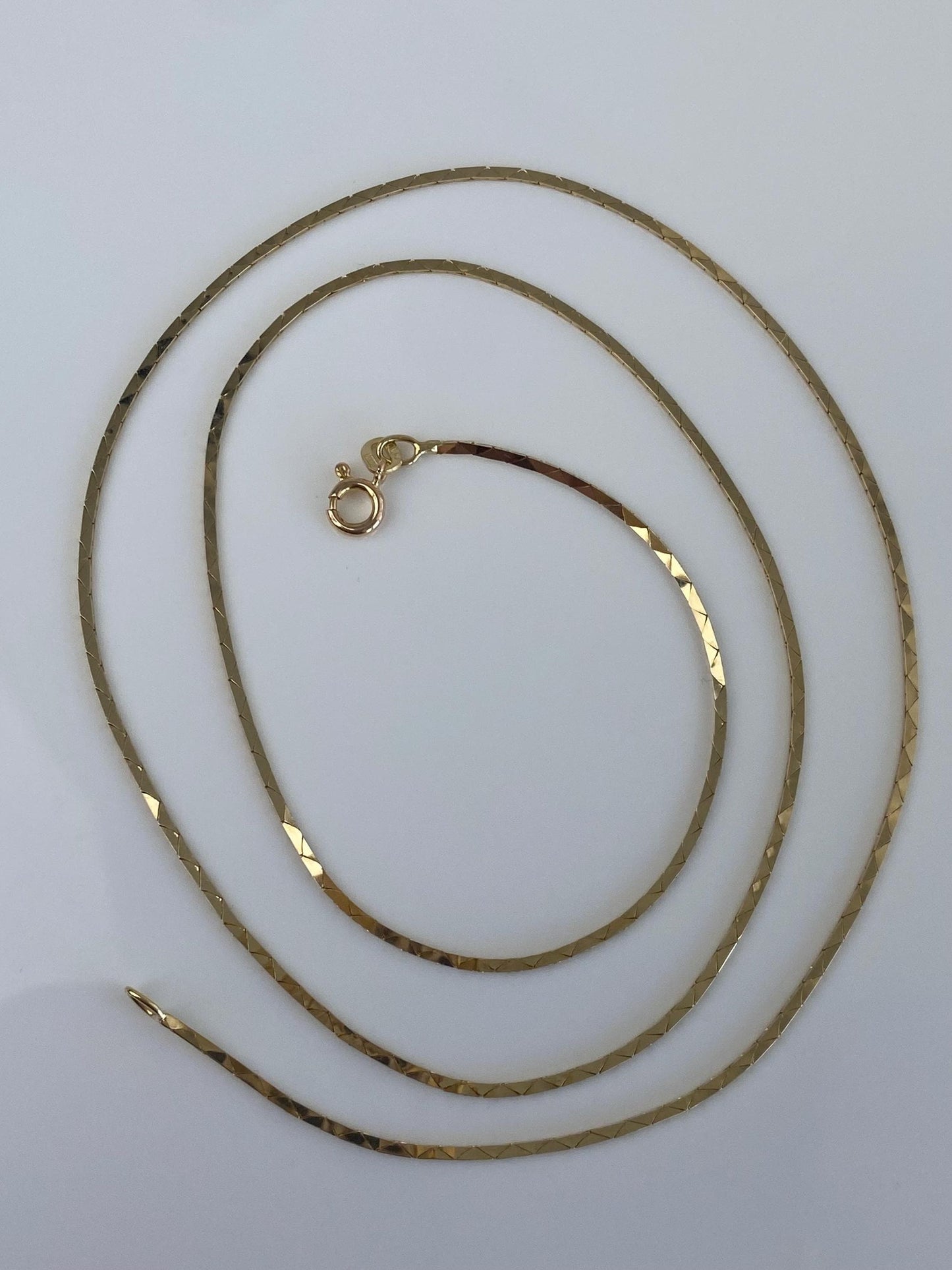 Vintage Solid 14k Yellow Gold Long Triangle Link Chain Necklace - 24 inches