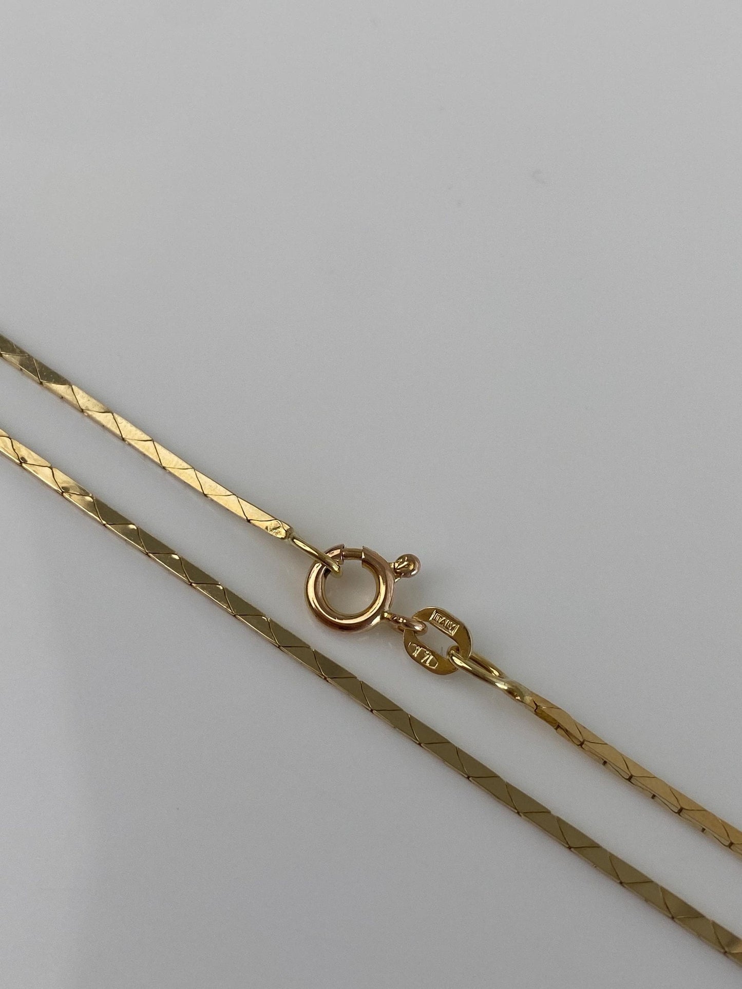 Vintage Solid 14k Yellow Gold Long Triangle Link Chain Necklace - 24 inches