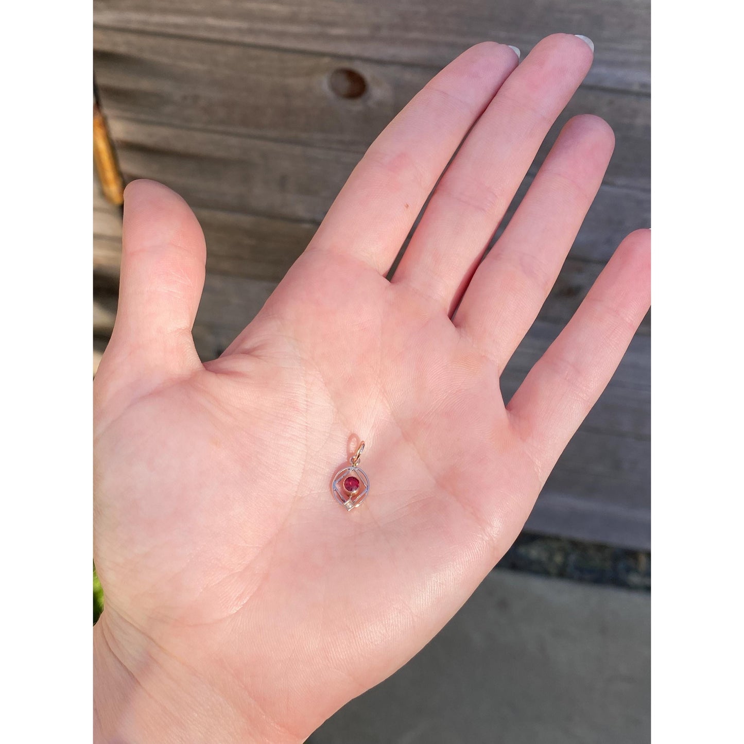 Vintage Solid 14k Rose Gold Pink Cubic Zirconia Seed Pearl Stick Pin Conversion Charm