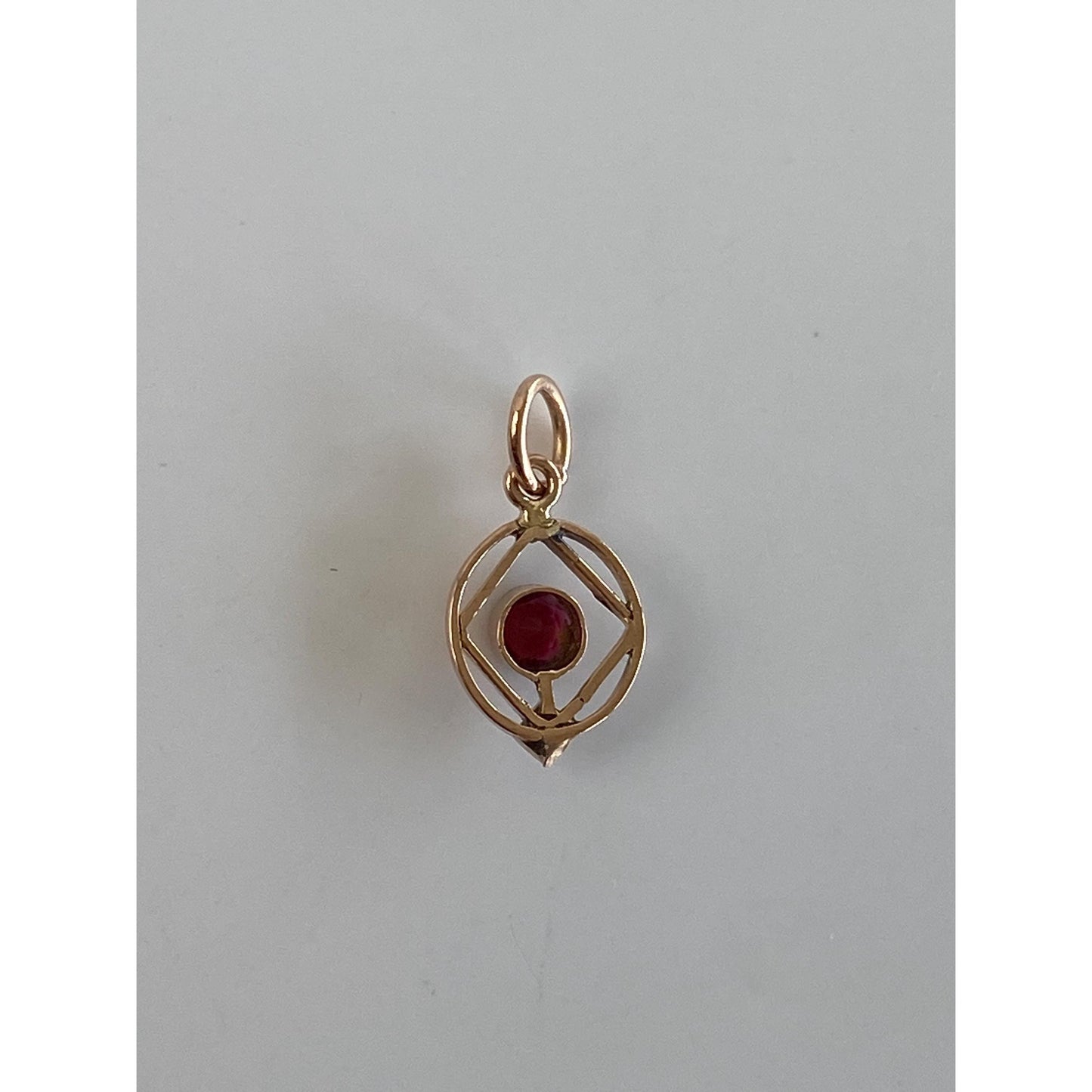 Vintage Solid 14k Rose Gold Pink Cubic Zirconia Seed Pearl Stick Pin Conversion Charm